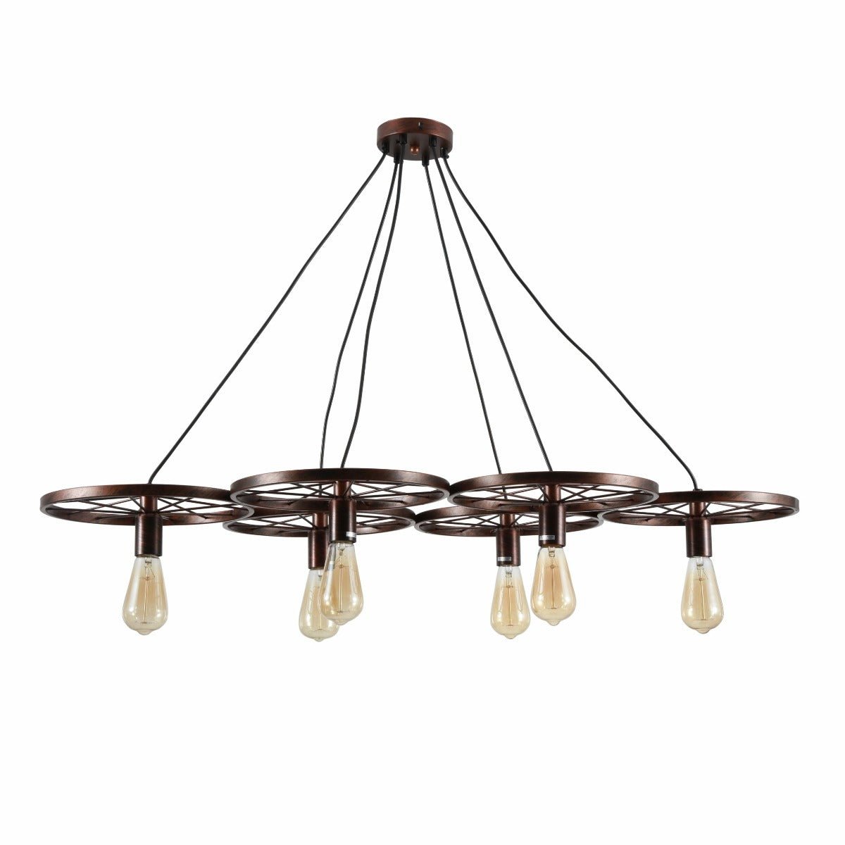 Main image of Vintage Industrial Wagon Wheel Pendant Light with 6xE27 Fitting | TEKLED 158-17896