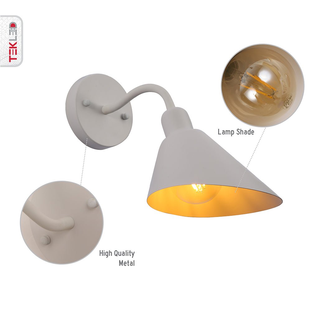 Features of Matte White Cone Wall Light with E27 Fitting