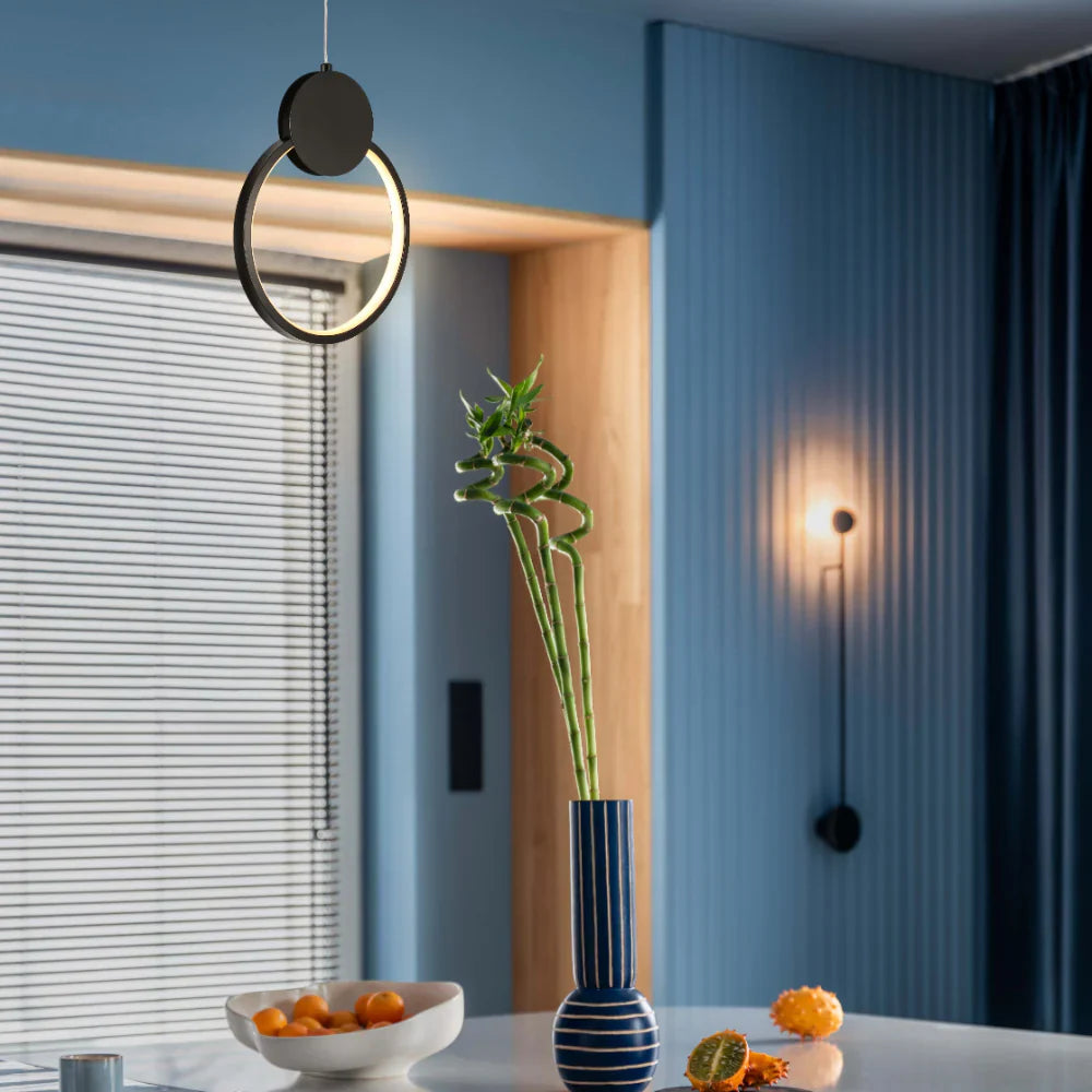 Mavey Modern Nordic Bedside LED Pendant Light Black CCT Changeble 7
