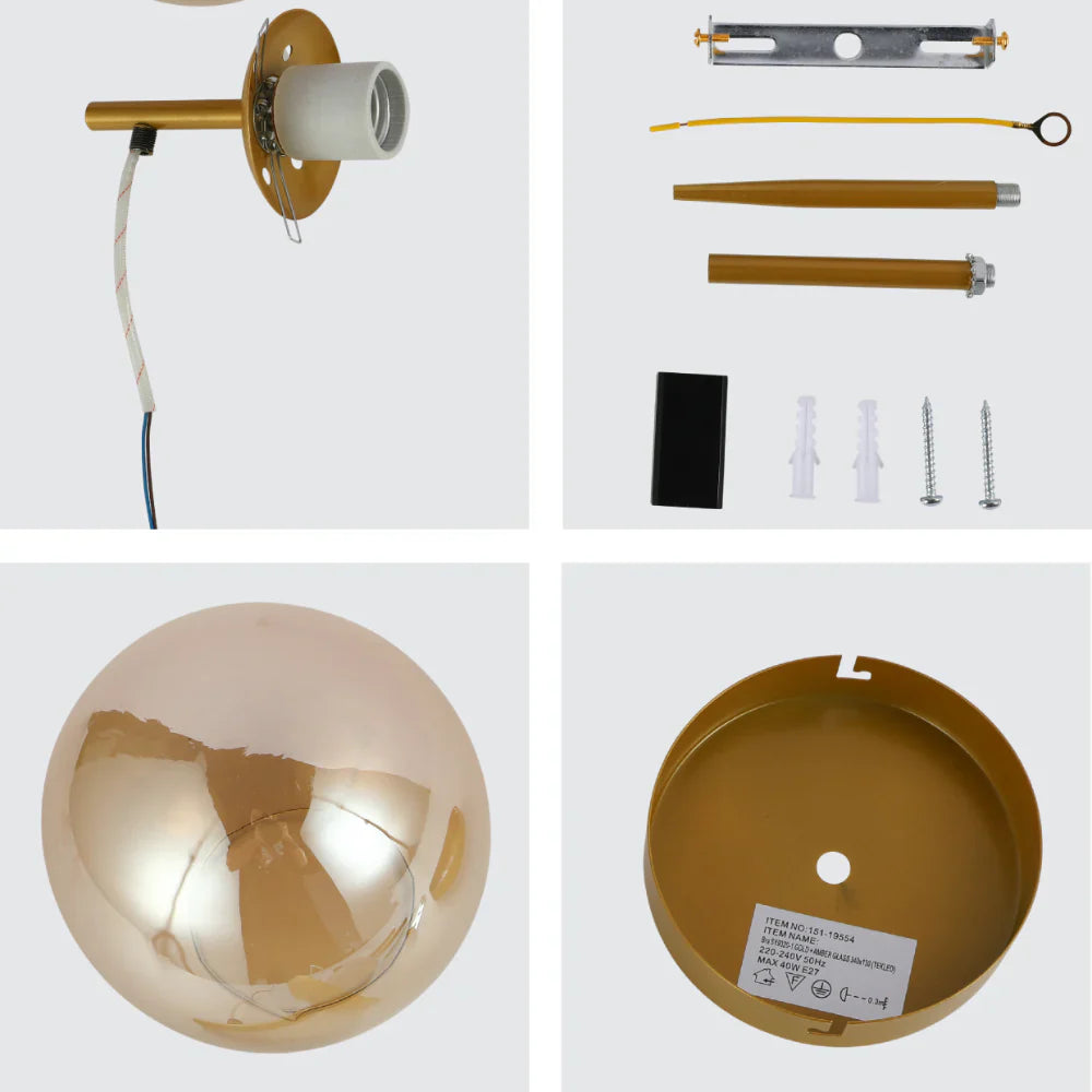 knock down parts of Mid-century Nordic Globe Sconce Modern Wall Light gold
