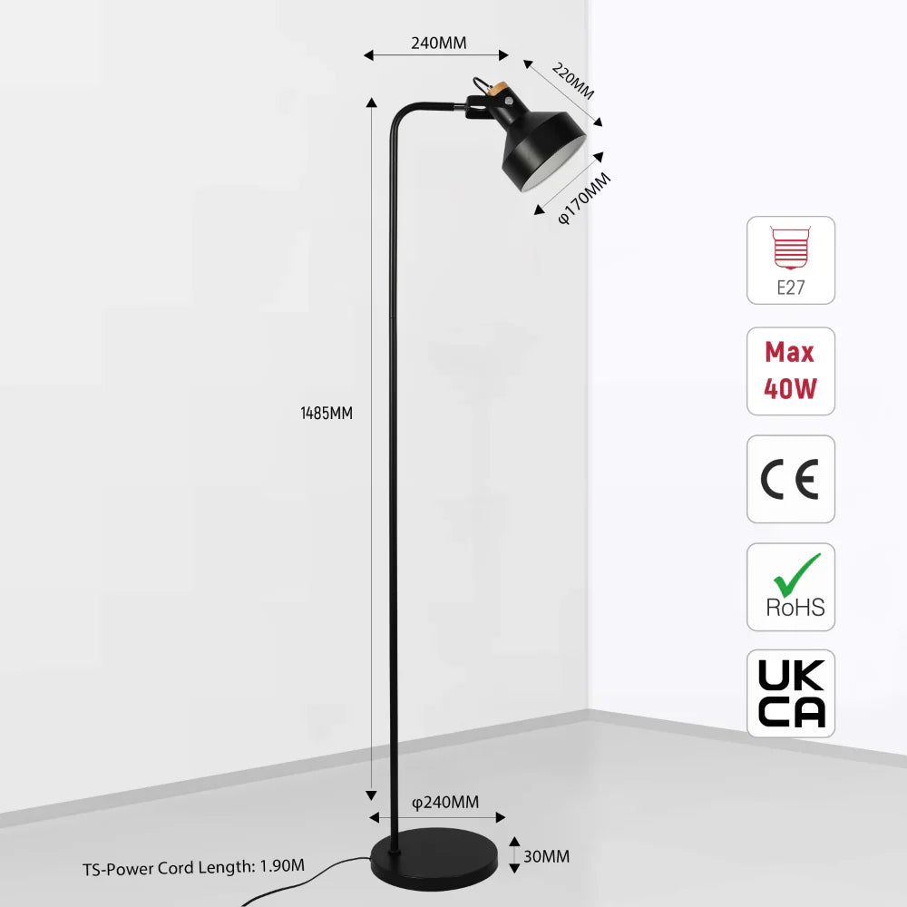 Minimalist Adjustable Floor Lamp with Wooden Accent 13