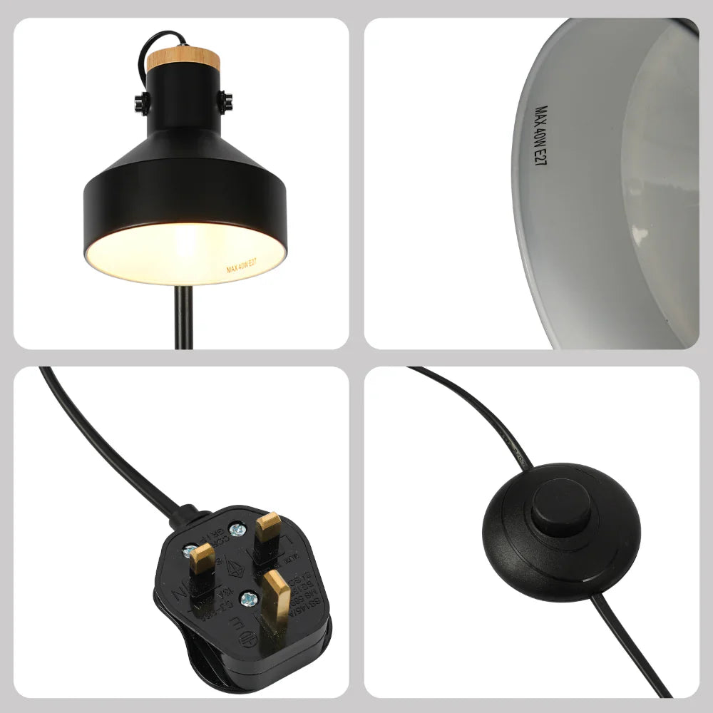 Minimalist Adjustable Floor Lamp with Wooden Accent 16