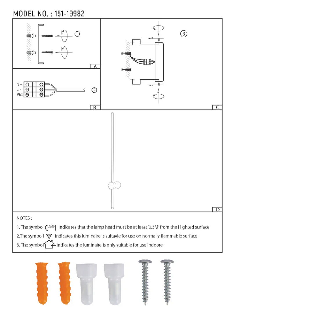 Technical specs of Minimalist Linear Wall Sconce Light 151-19982