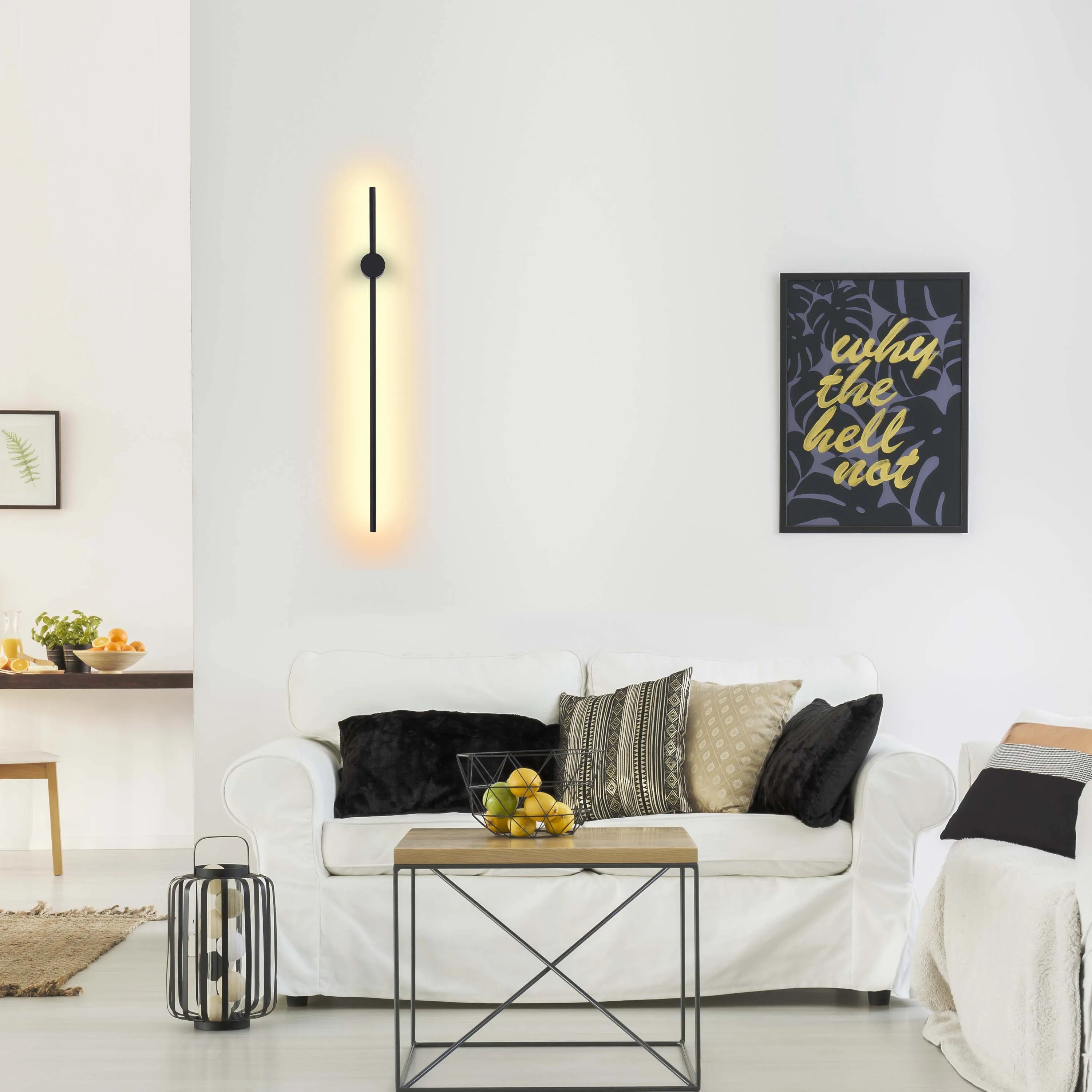Minimalist Rod Wall Light in Black or Gold with Integrated LED