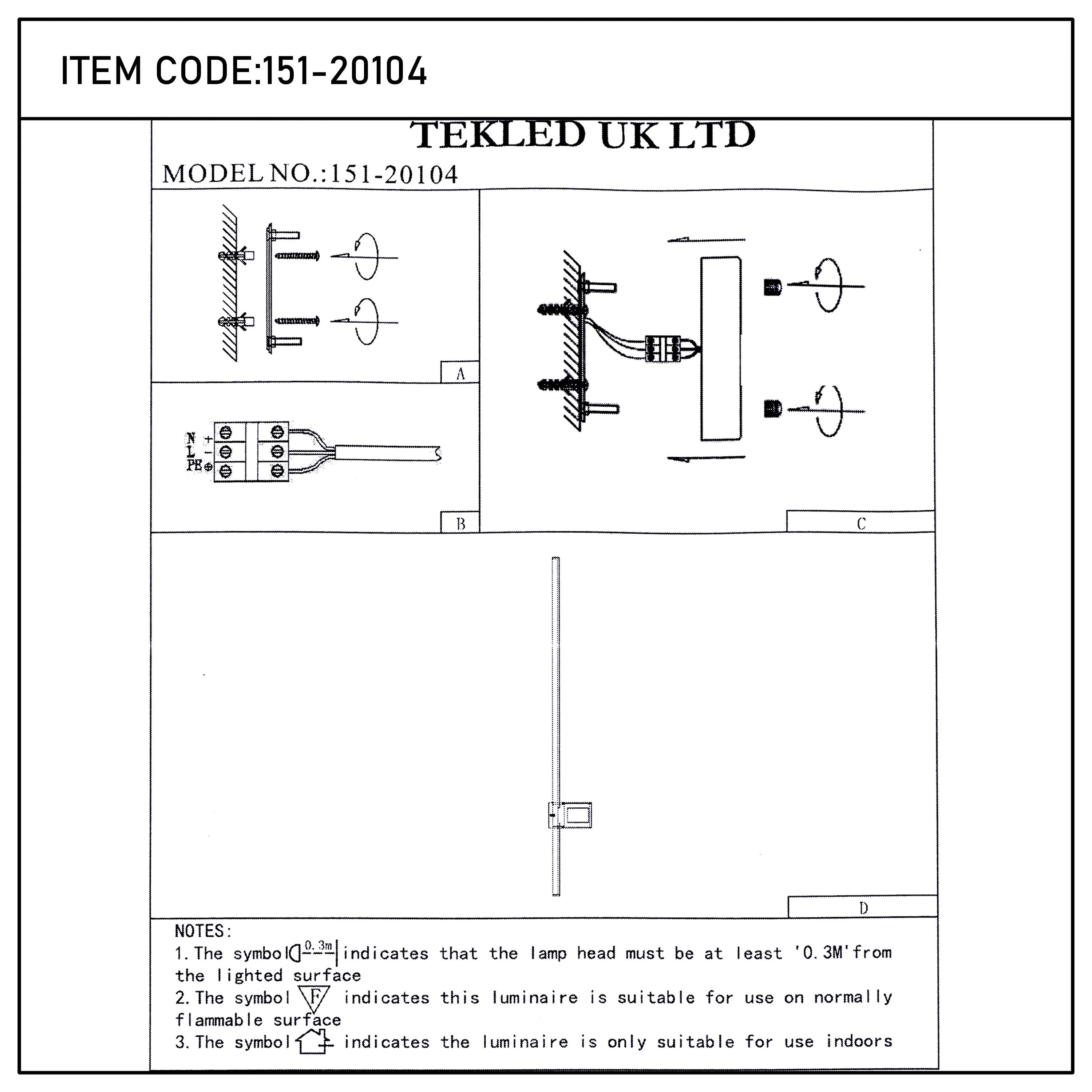 Minimalist Rod Wall Light in Black or Gold with Integrated LED