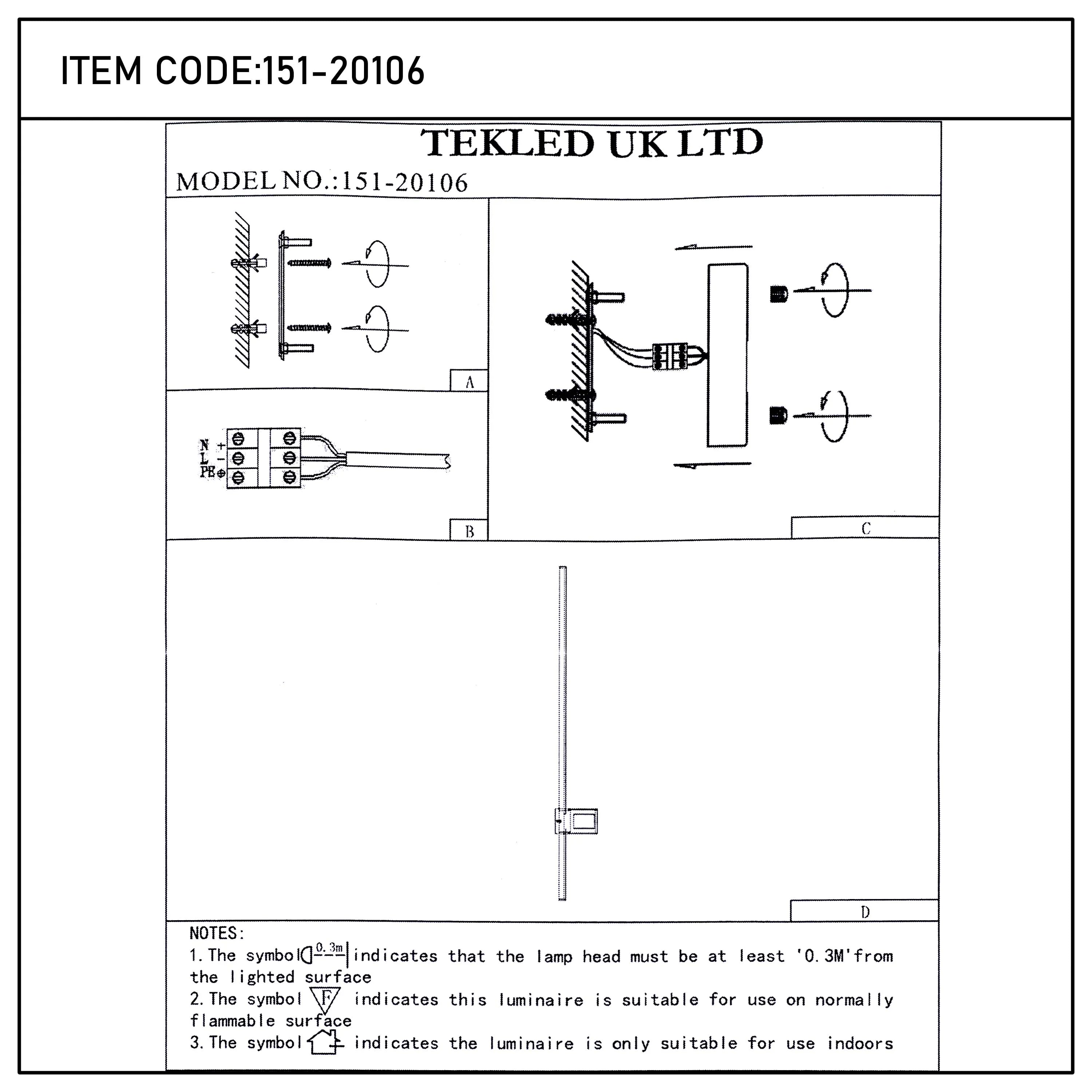 Minimalist Rod Wall Light in Black or Gold with Integrated LED