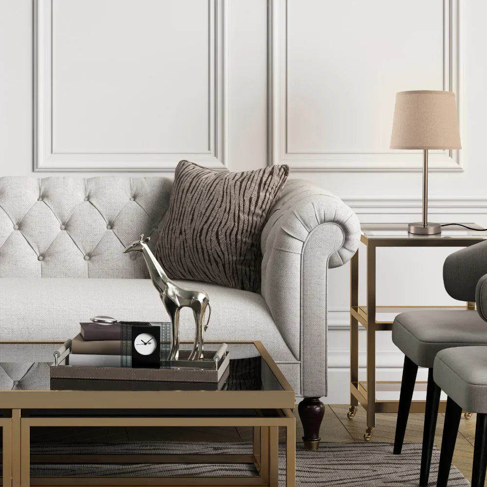 Interior use of Minmalist Table Lamp Nickel Flaxen | TEKLED 130-03638