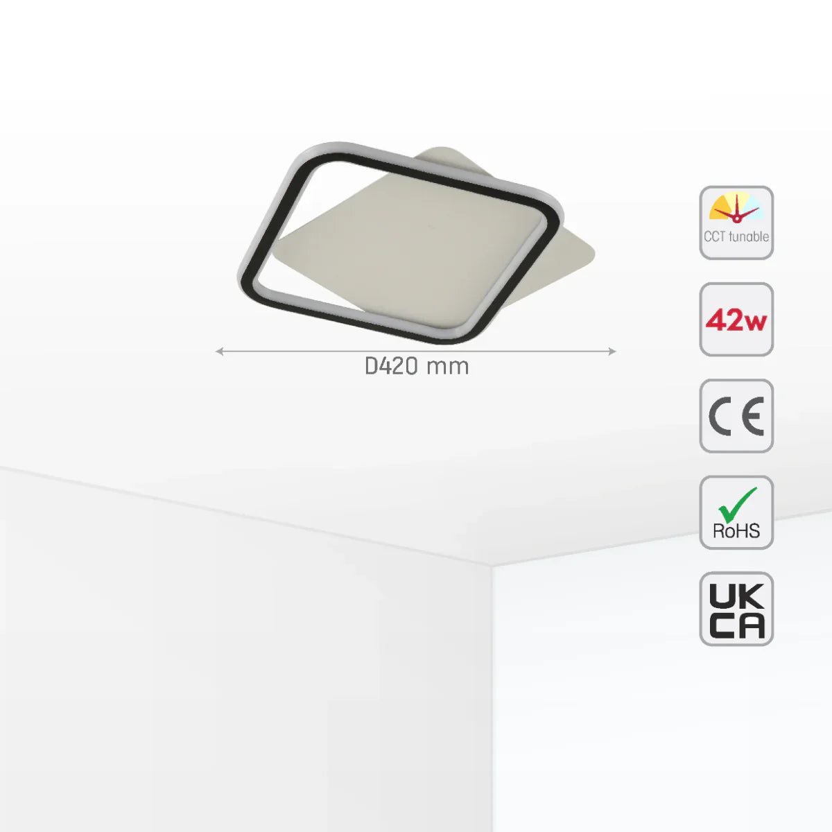 Size and certifications of Modern Asymmetric LED Flush Ceiling Light 159-18103