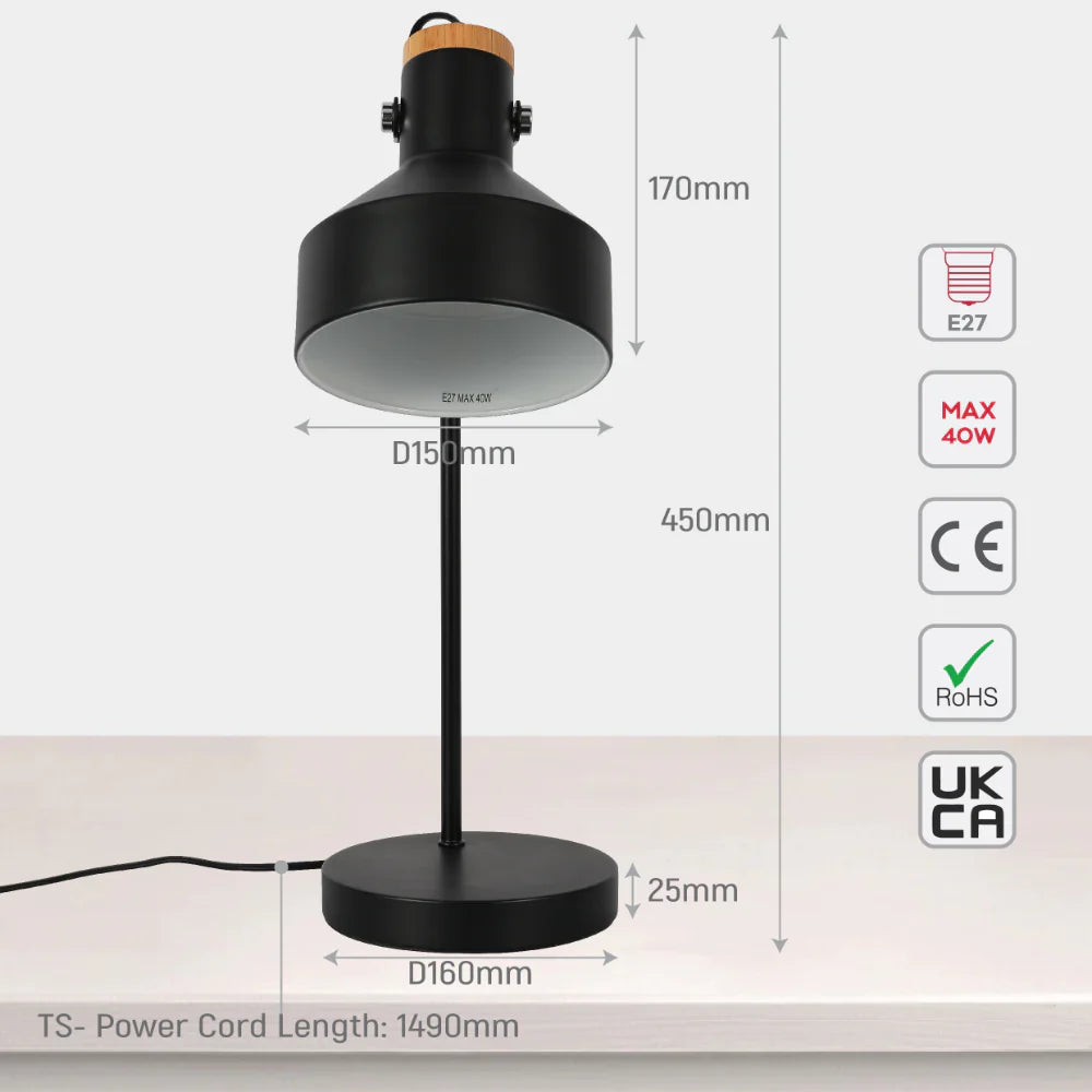 Modern Desk Lamp with Wooden Accent 13