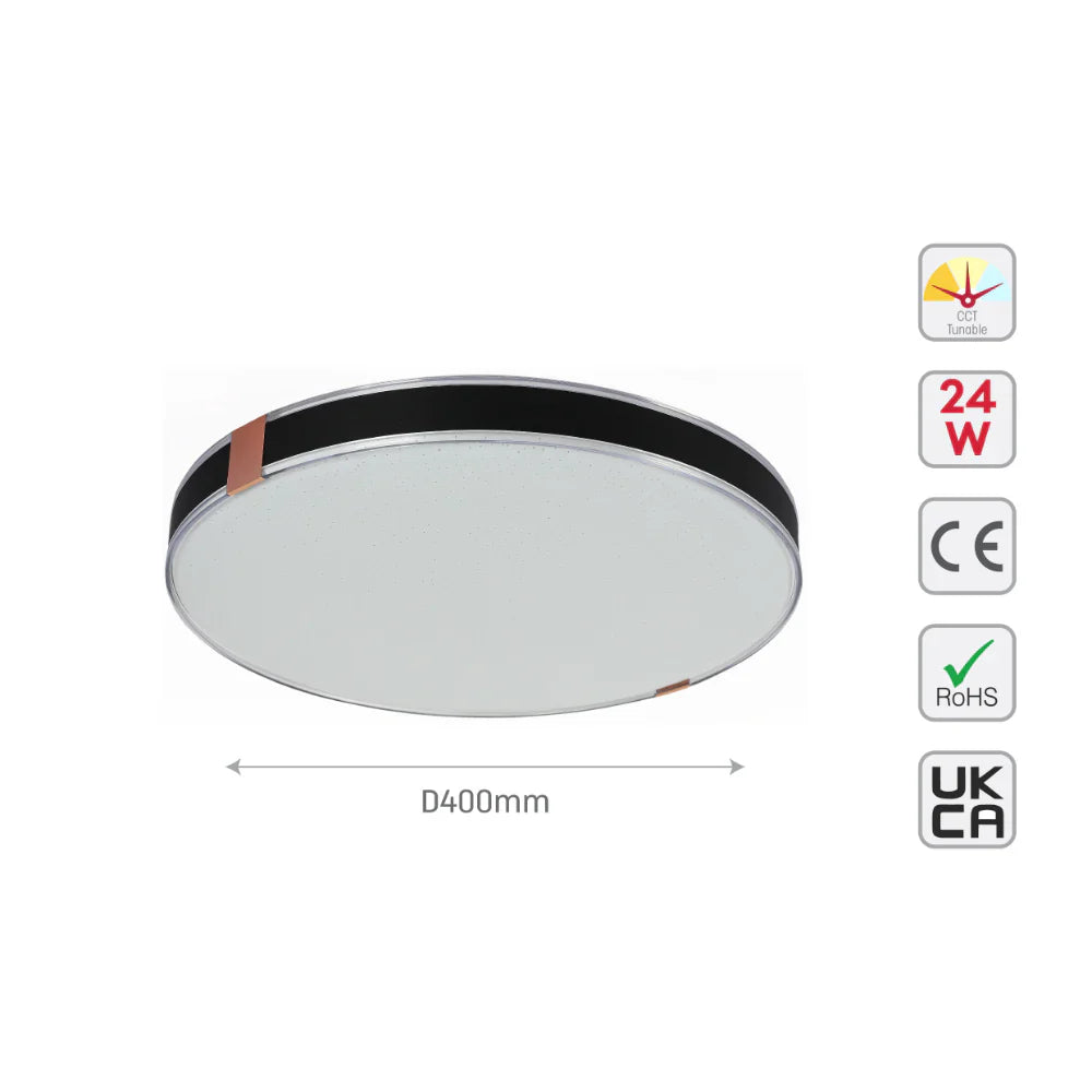 Modern Flush Ceiling Lights with Black Frame and Bronze/Copper Accents, LED Flush Ceiling Light, TEKLED 13