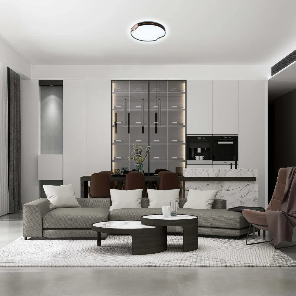 Modern Flush Ceiling Lights with Black Frame and Bronze/Copper Accents, LED Flush Ceiling Light, TEKLED 5