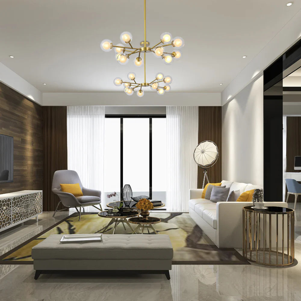 Interior application of Modern Gold Ceiling Light with Double-Layered Globes | TEKLED 158-19710
