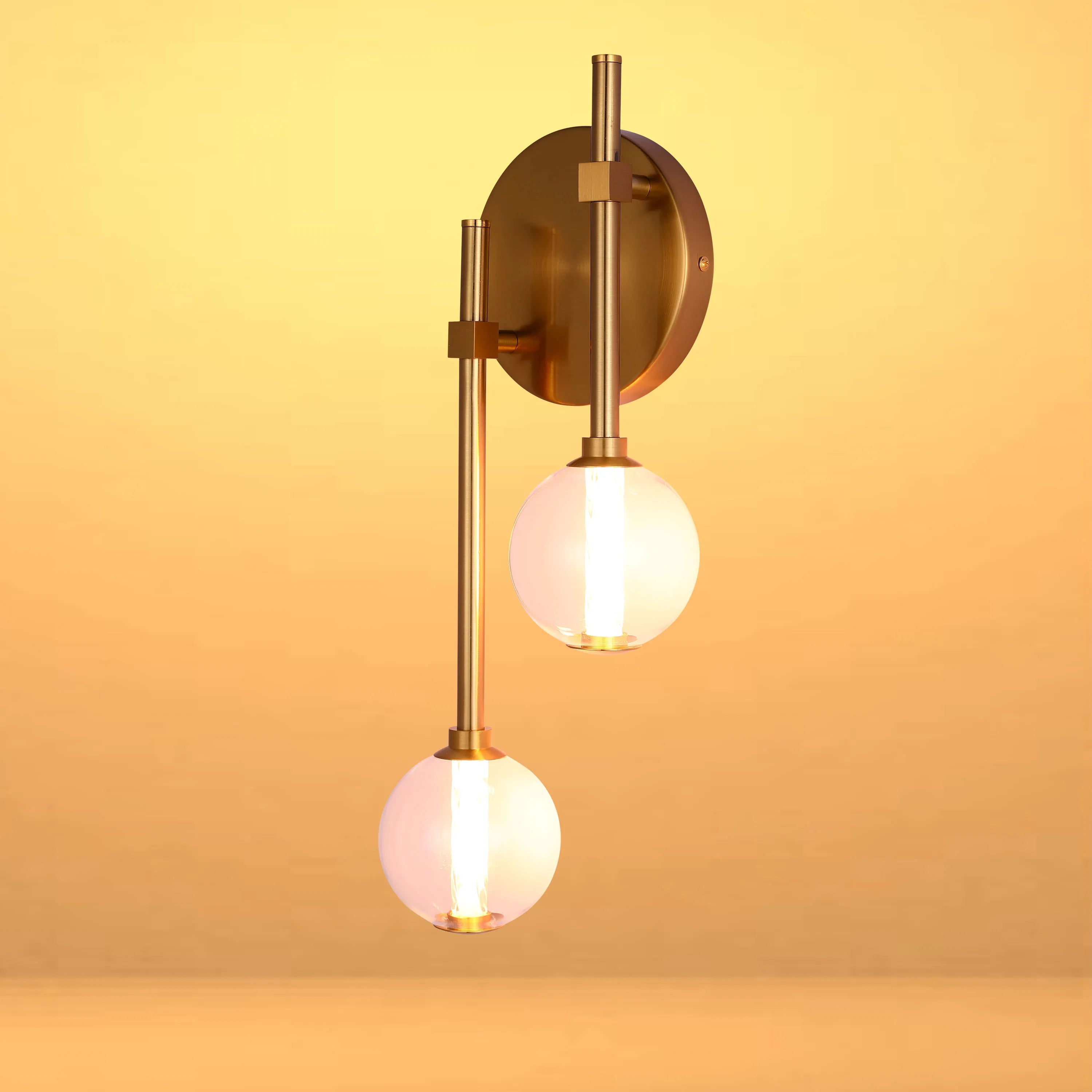 Integrated LED Modern Gold Wall Light - Single & Double Globe