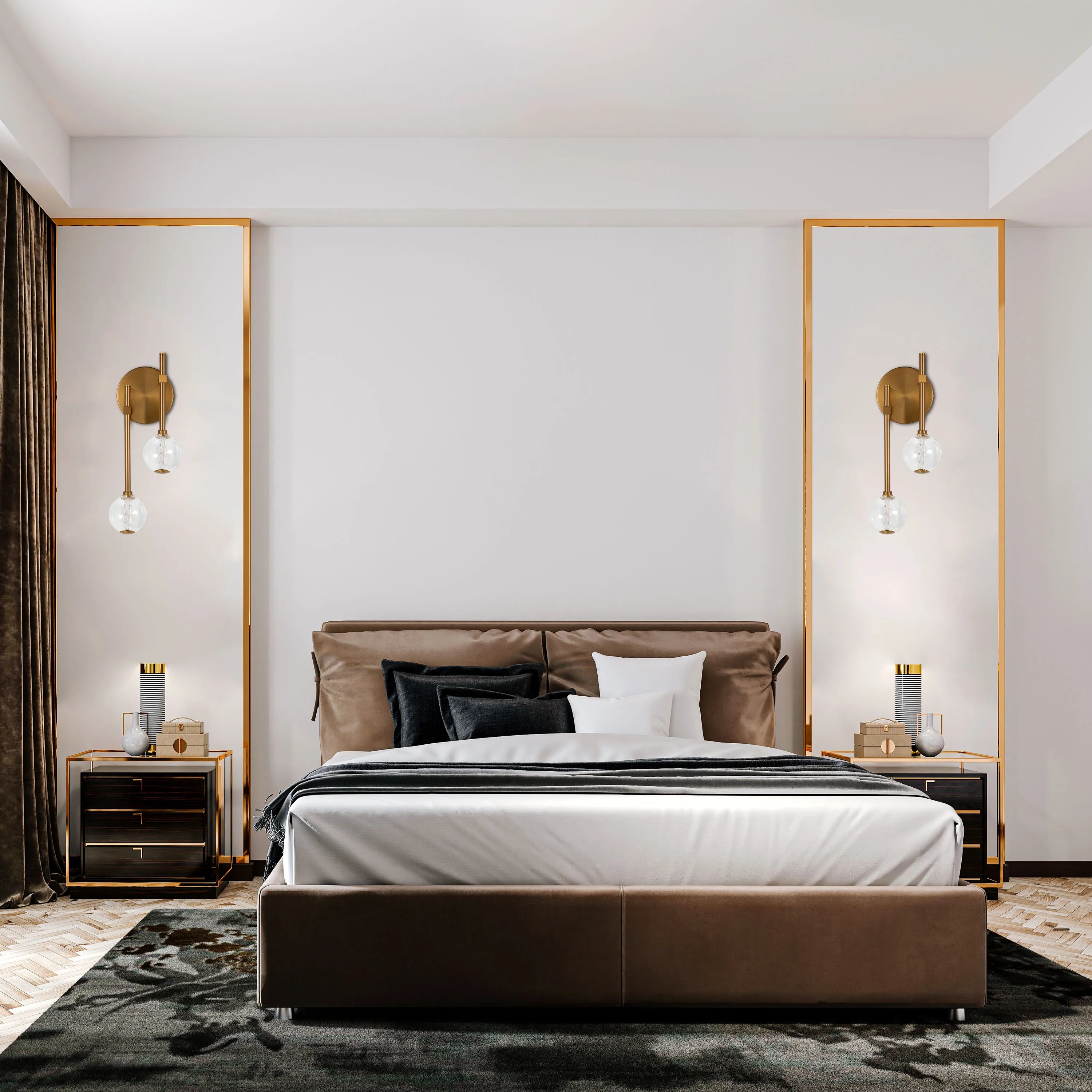 Integrated LED Modern Gold Wall Light - Single & Double Globe