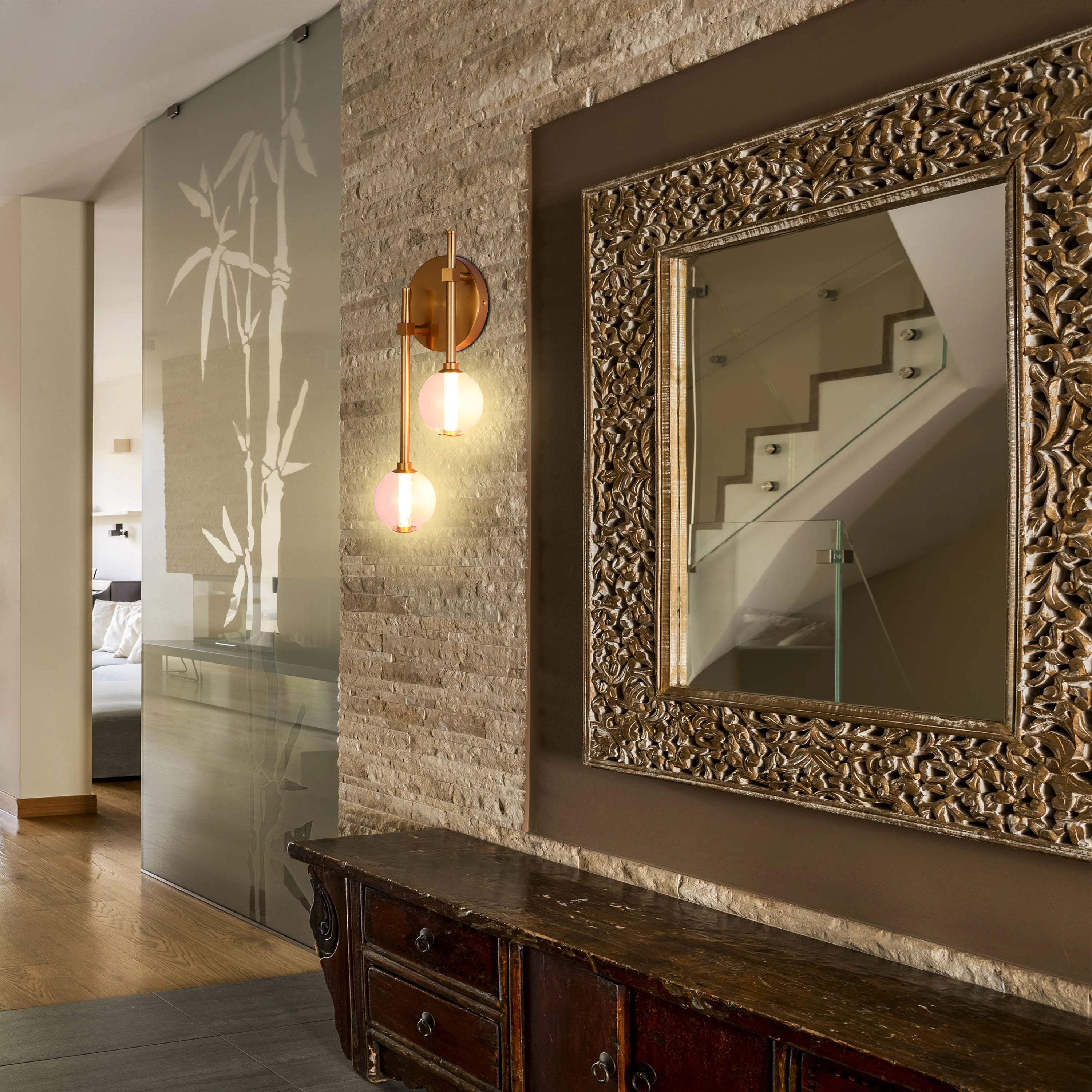 Integrated LED Modern Gold Wall Light - Single & Double Globe