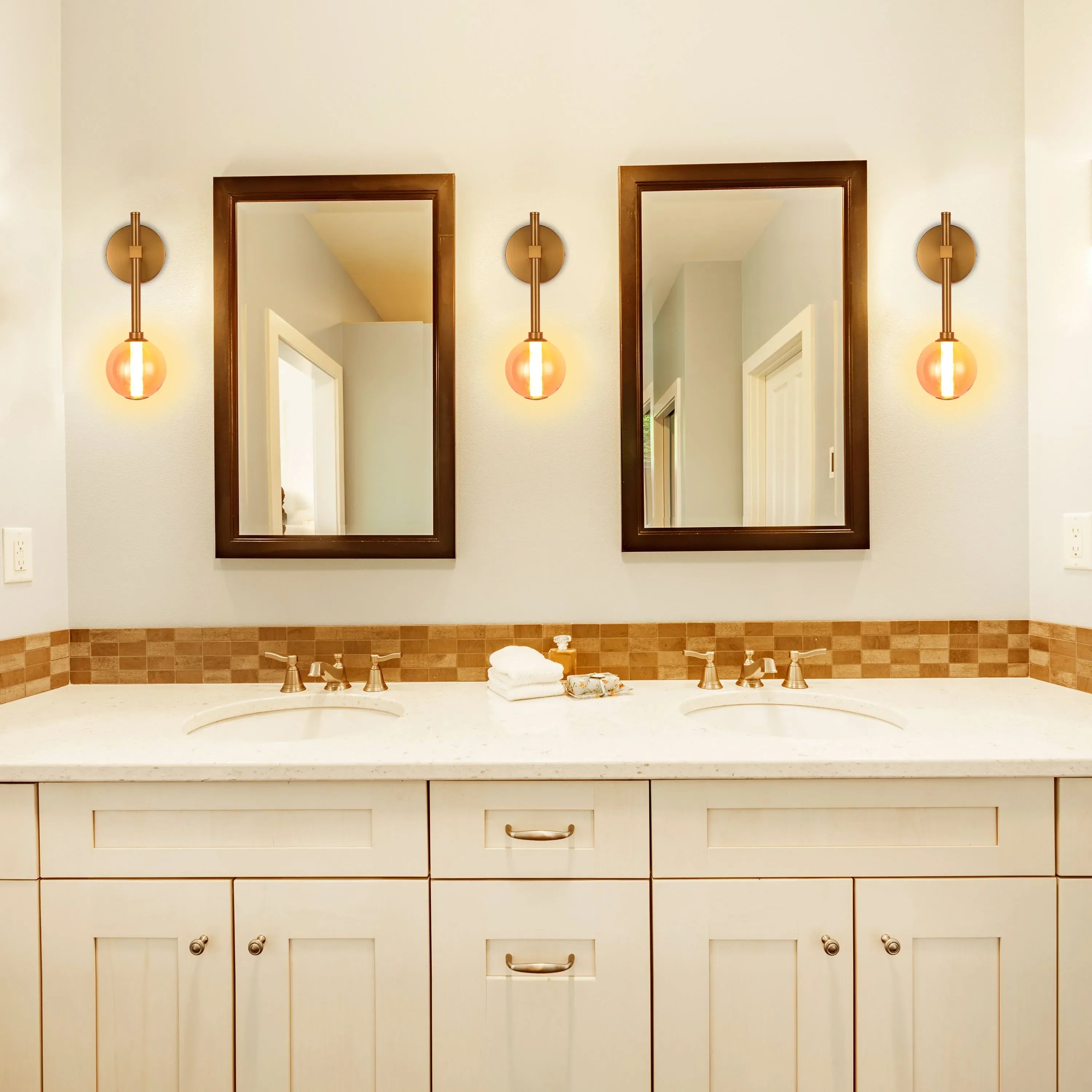 Integrated LED Modern Gold Wall Light - Single & Double Globe