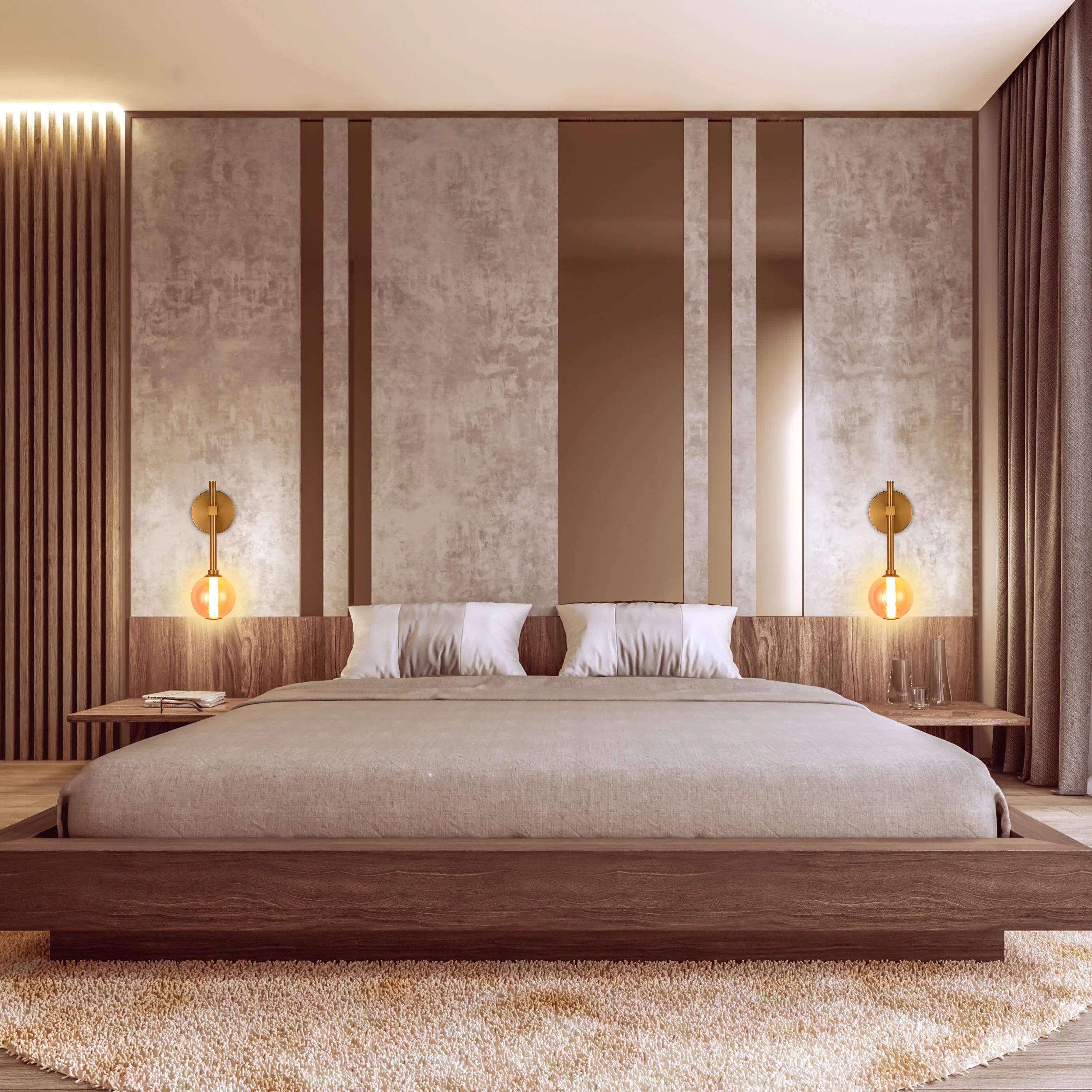 Integrated LED Modern Gold Wall Light - Single & Double Globe