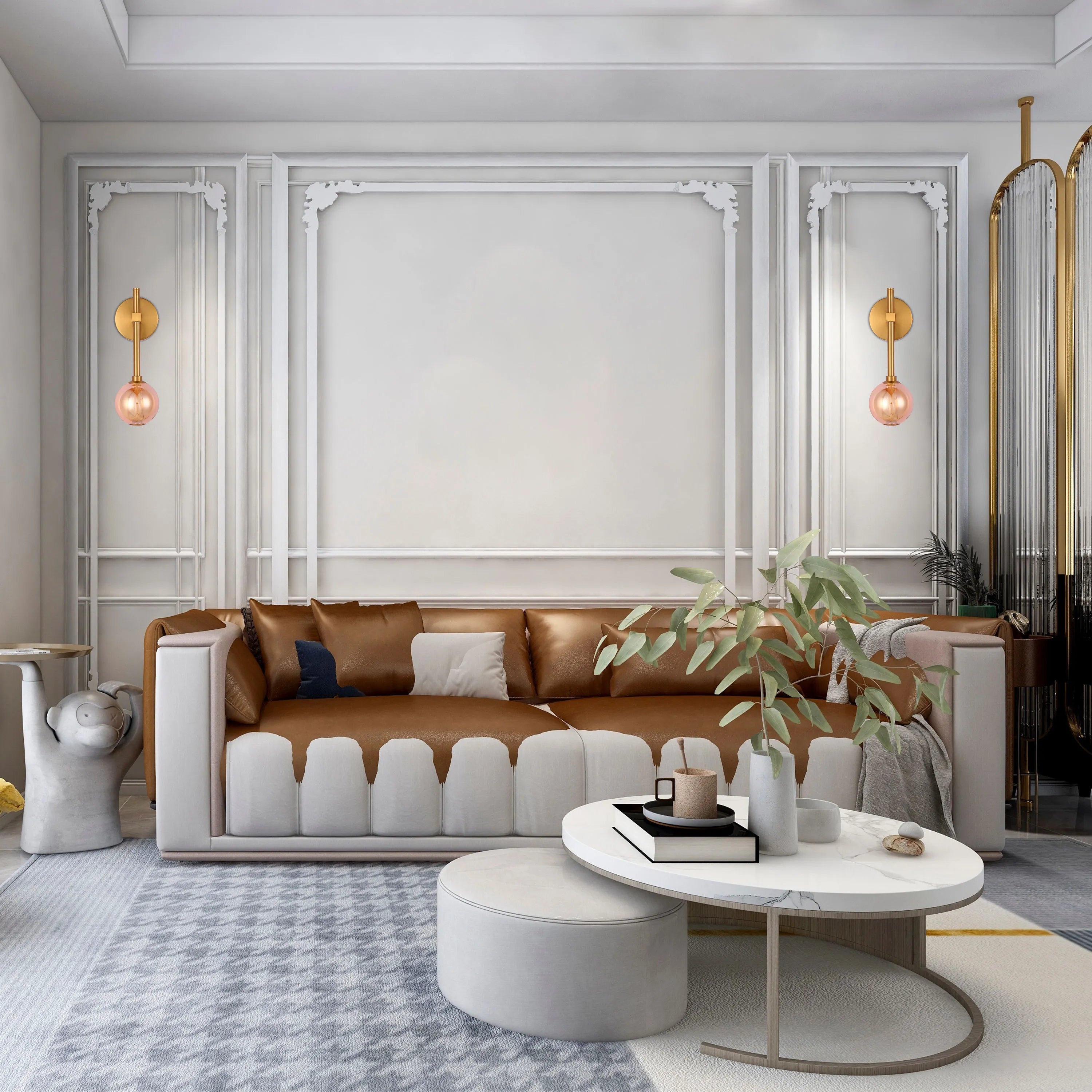 Integrated LED Modern Gold Wall Light - Single & Double Globe