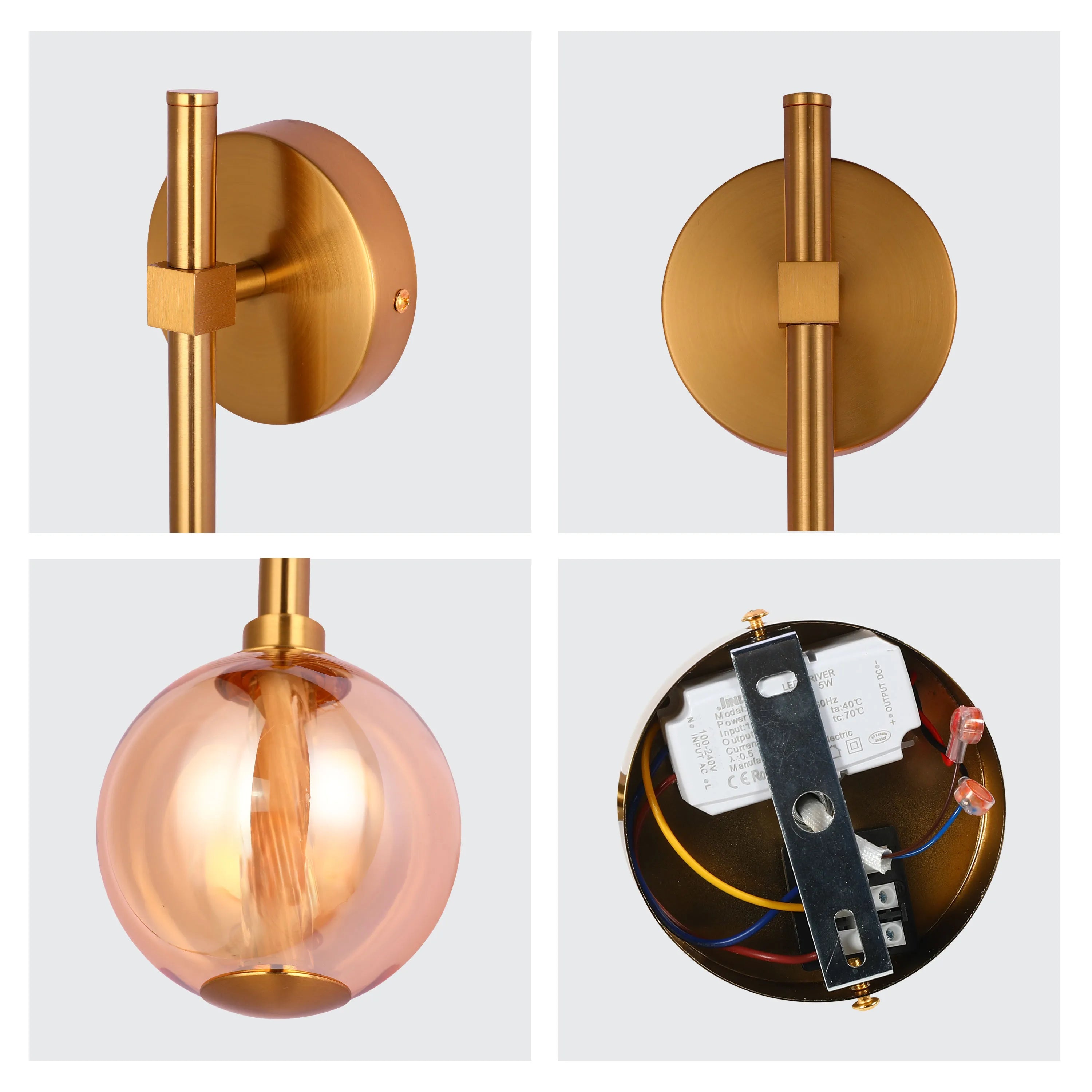 Integrated LED Modern Gold Wall Light - Single & Double Globe