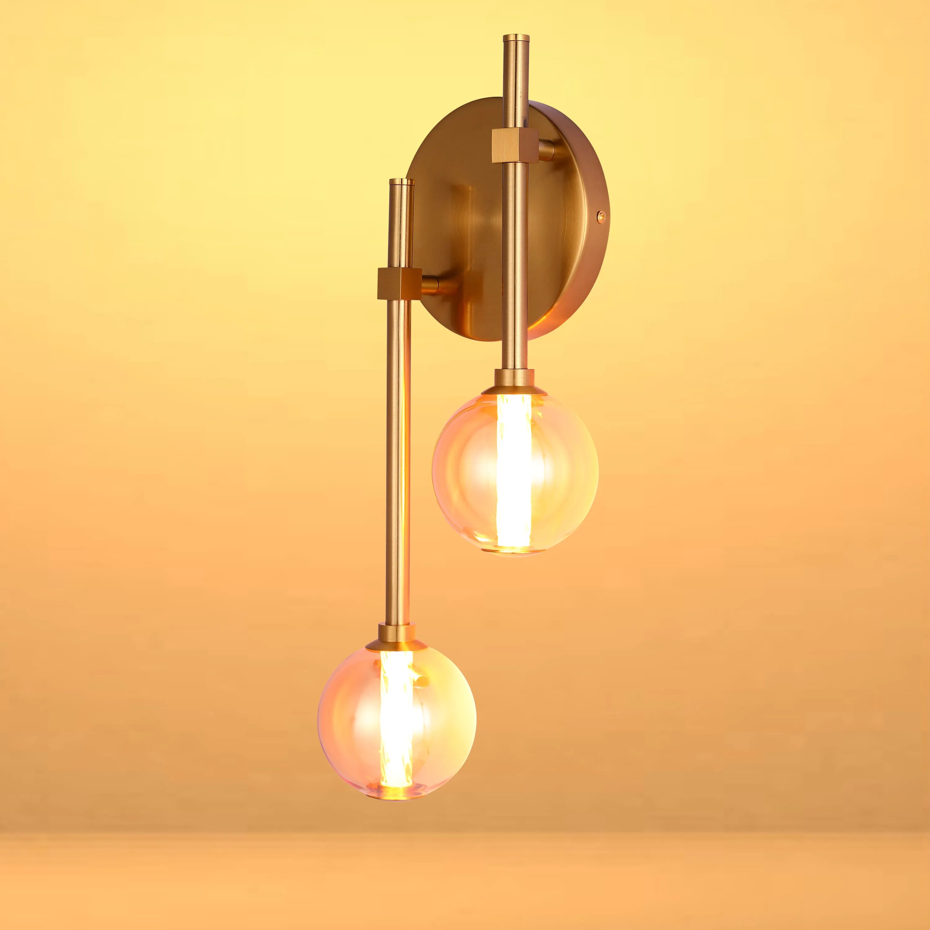 Integrated LED Modern Gold Wall Light - Single & Double Globe