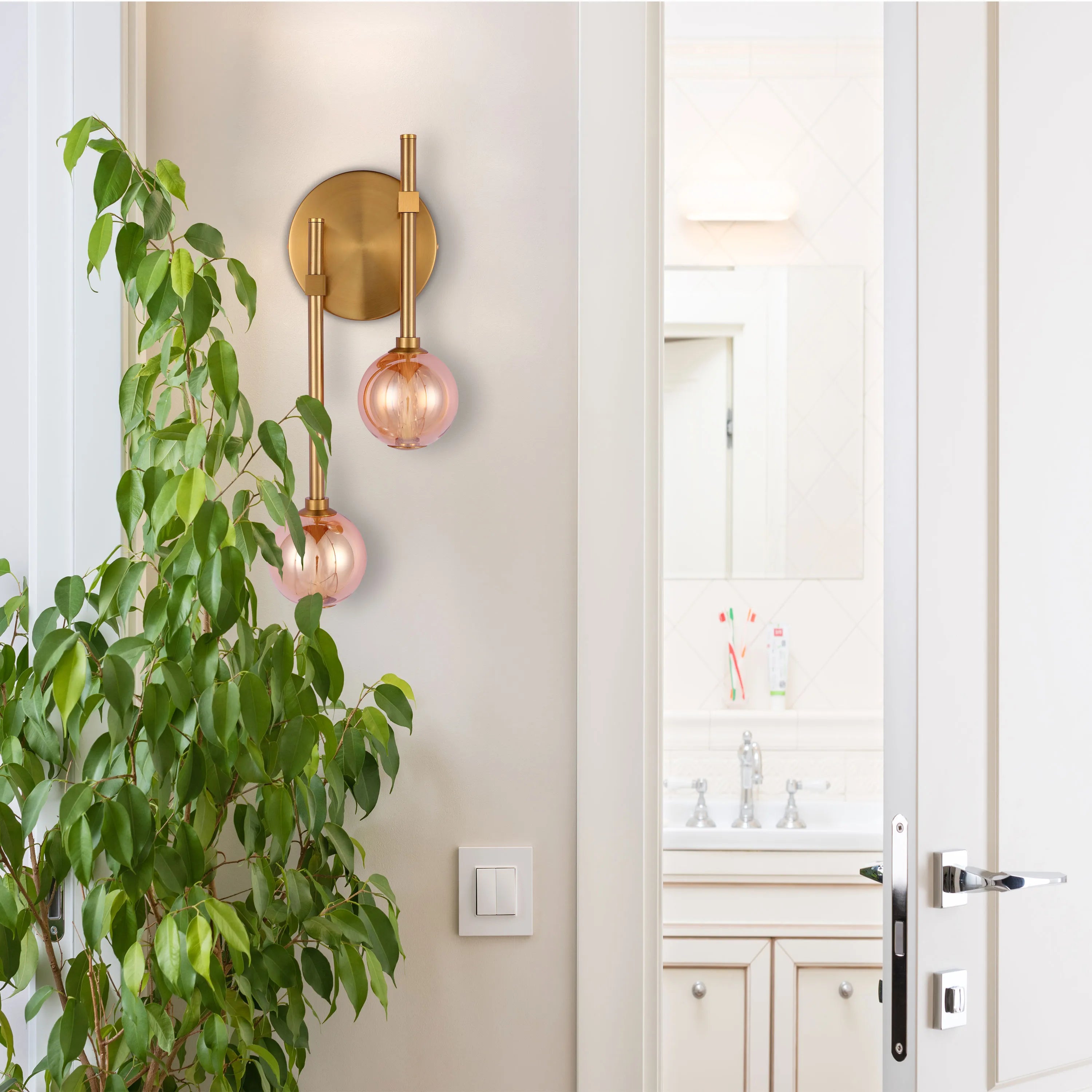 Integrated LED Modern Gold Wall Light - Single & Double Globe