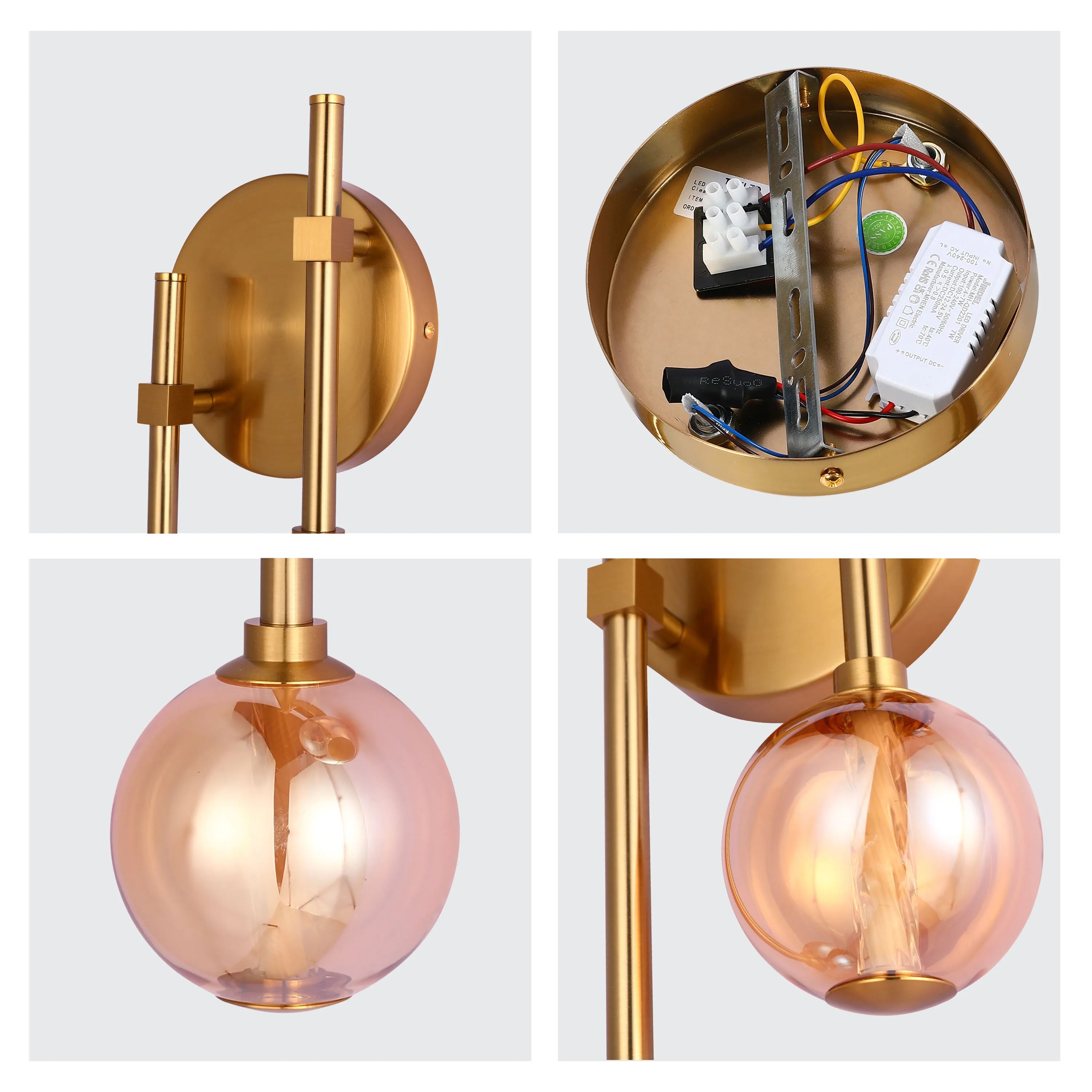 Integrated LED Modern Gold Wall Light - Single & Double Globe