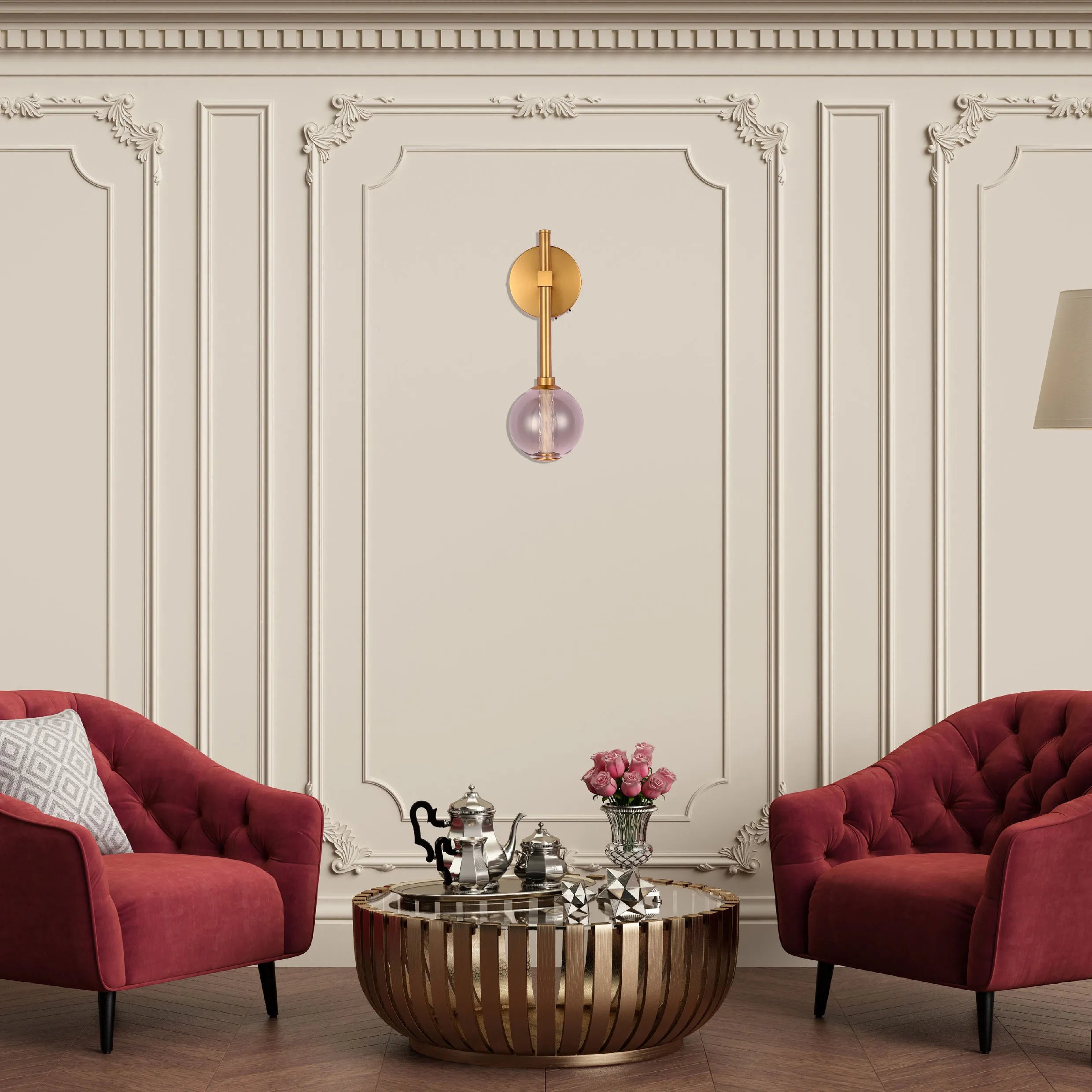 Integrated LED Modern Gold Wall Light - Single & Double Globe