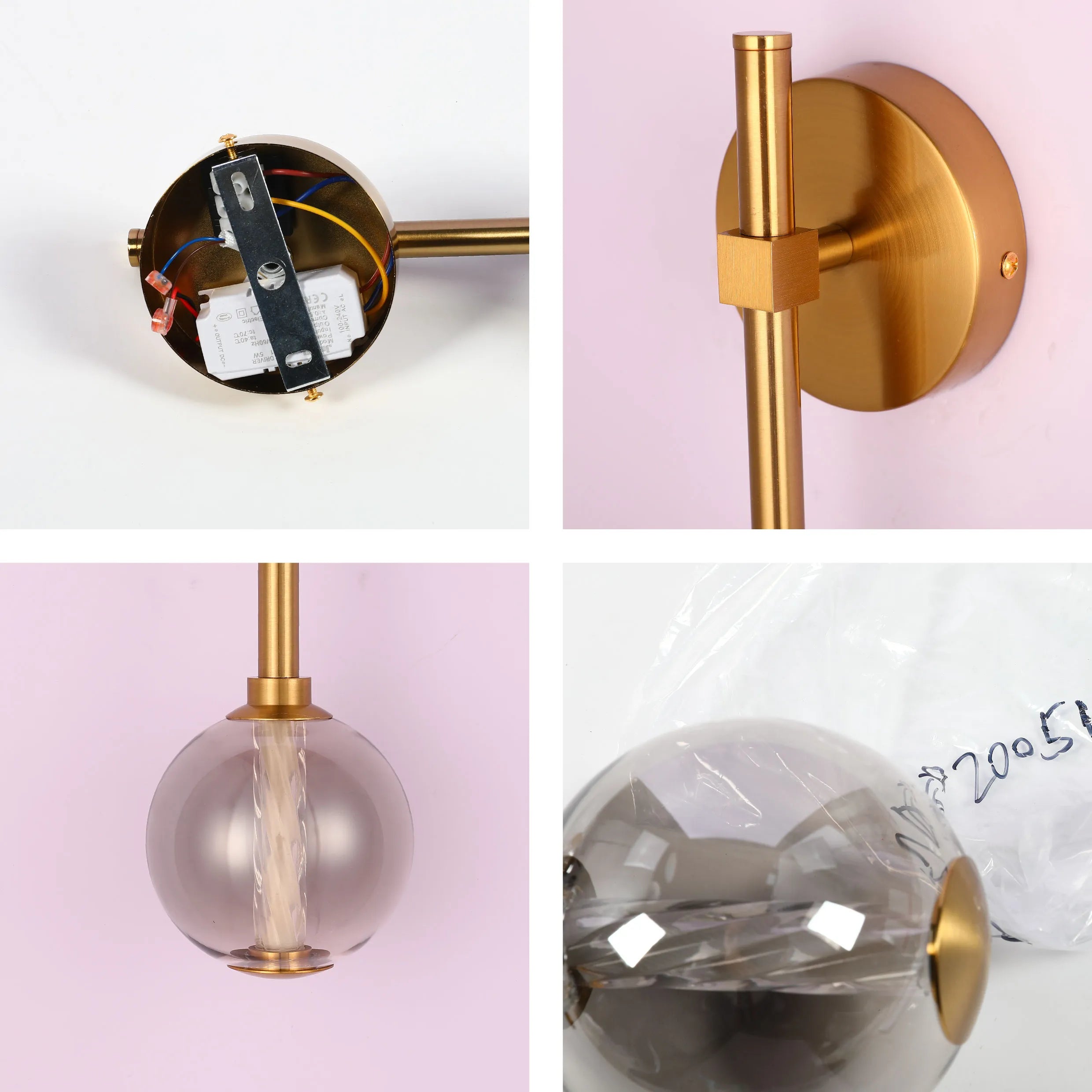 Integrated LED Modern Gold Wall Light - Single & Double Globe