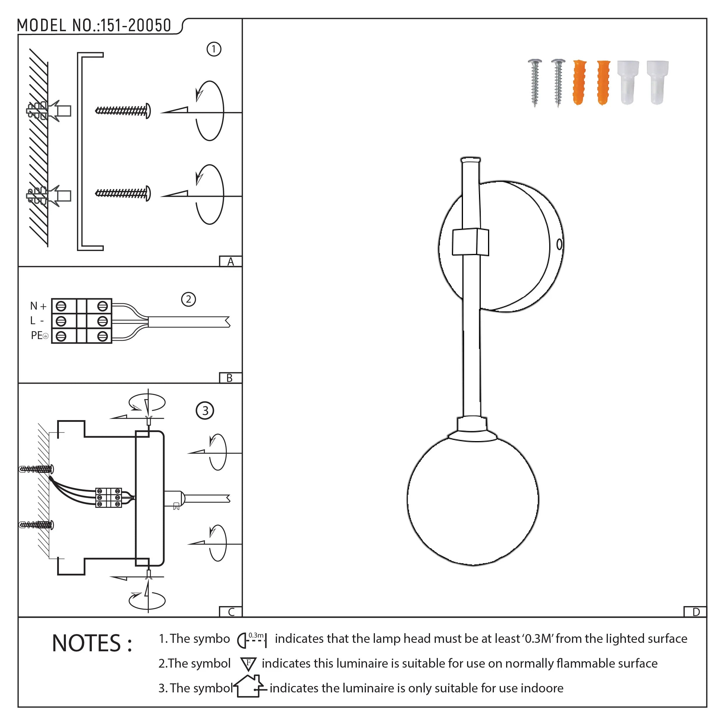 Integrated LED Modern Gold Wall Light - Single & Double Globe