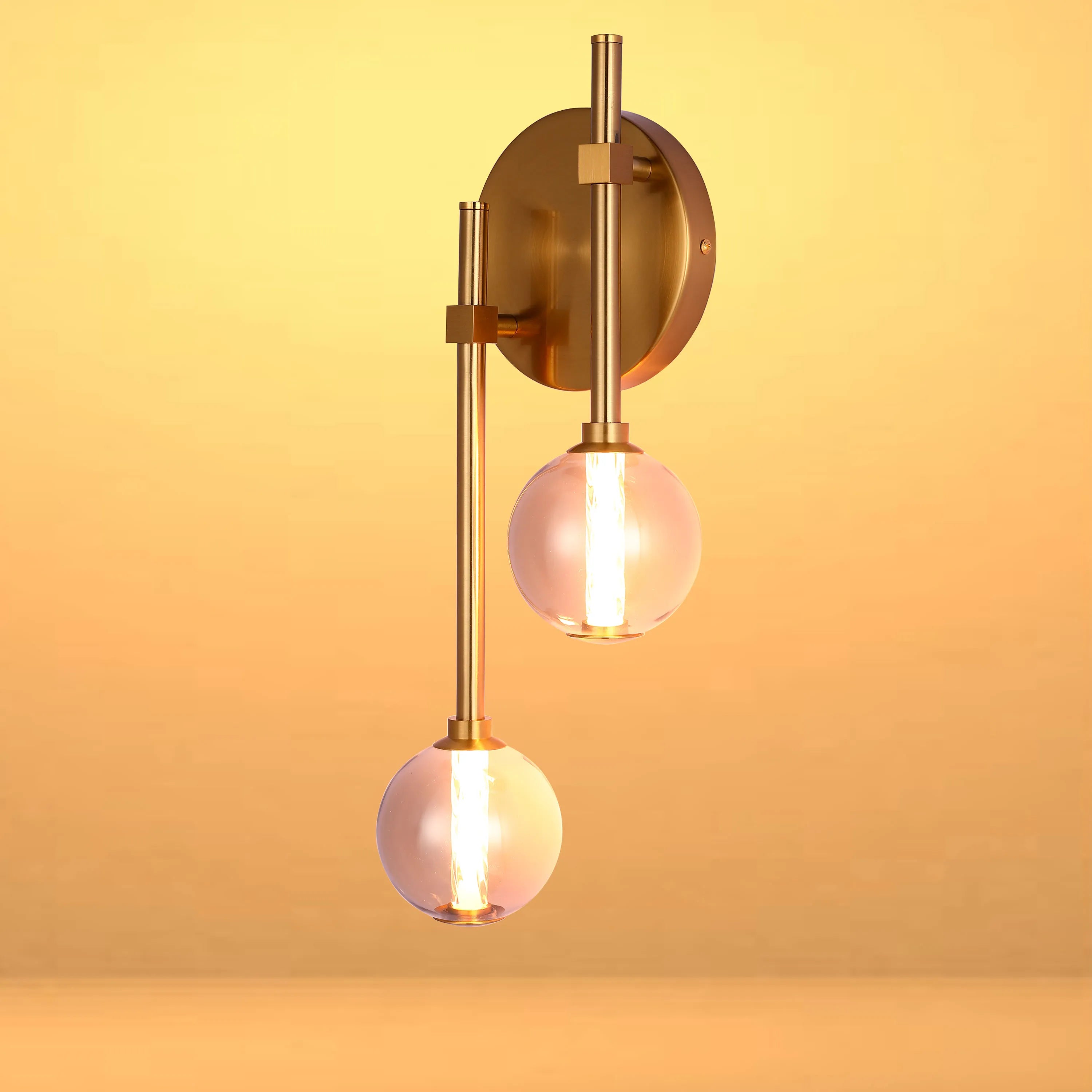 Integrated LED Modern Gold Wall Light - Single & Double Globe