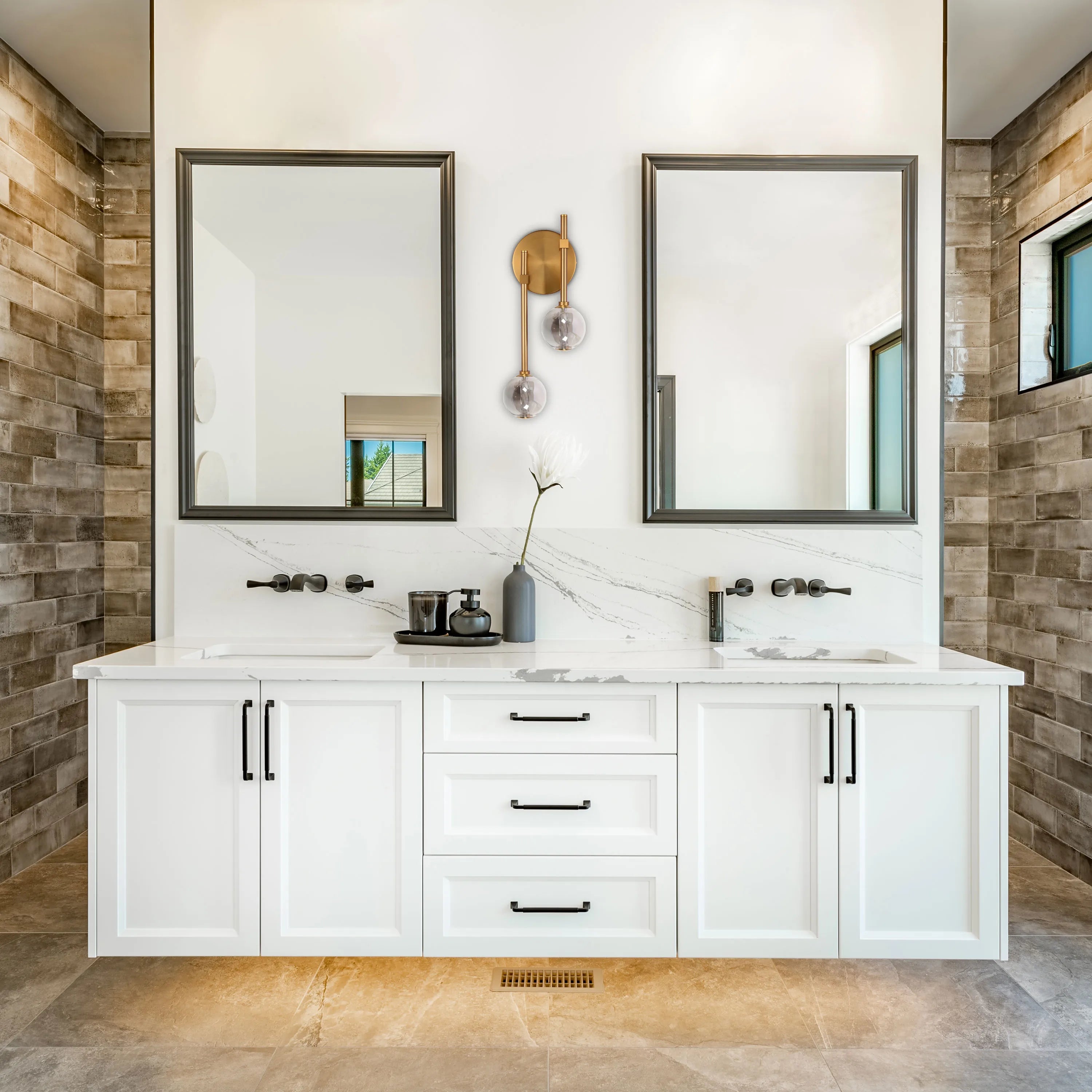 Integrated LED Modern Gold Wall Light - Single & Double Globe