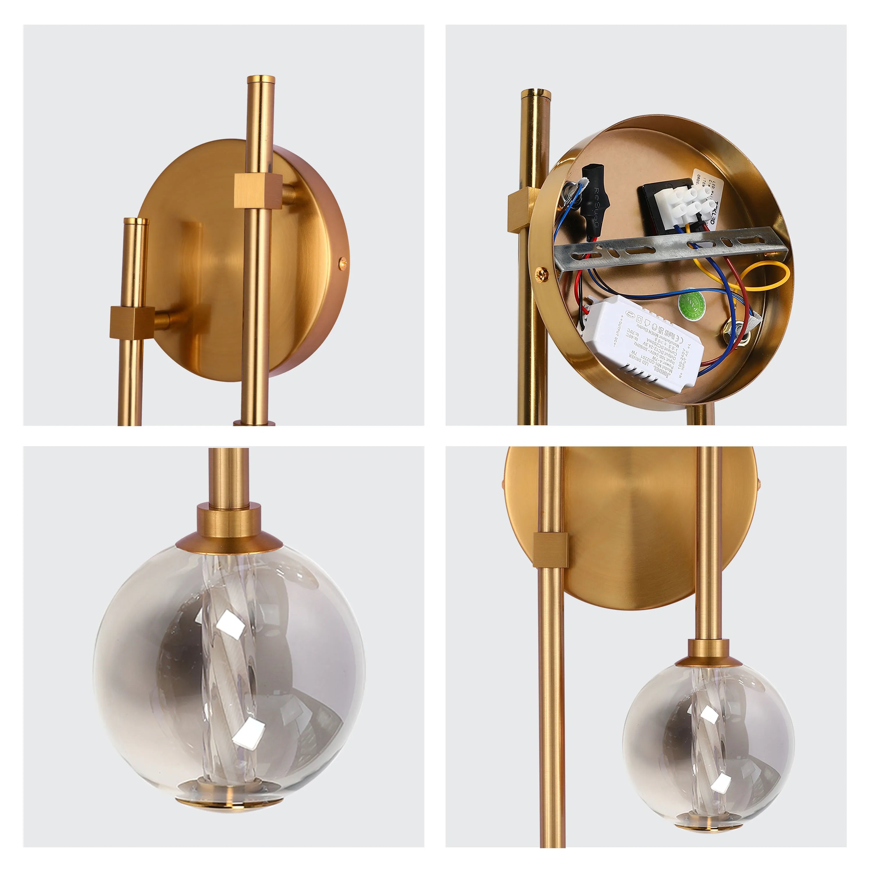 Integrated LED Modern Gold Wall Light - Single & Double Globe
