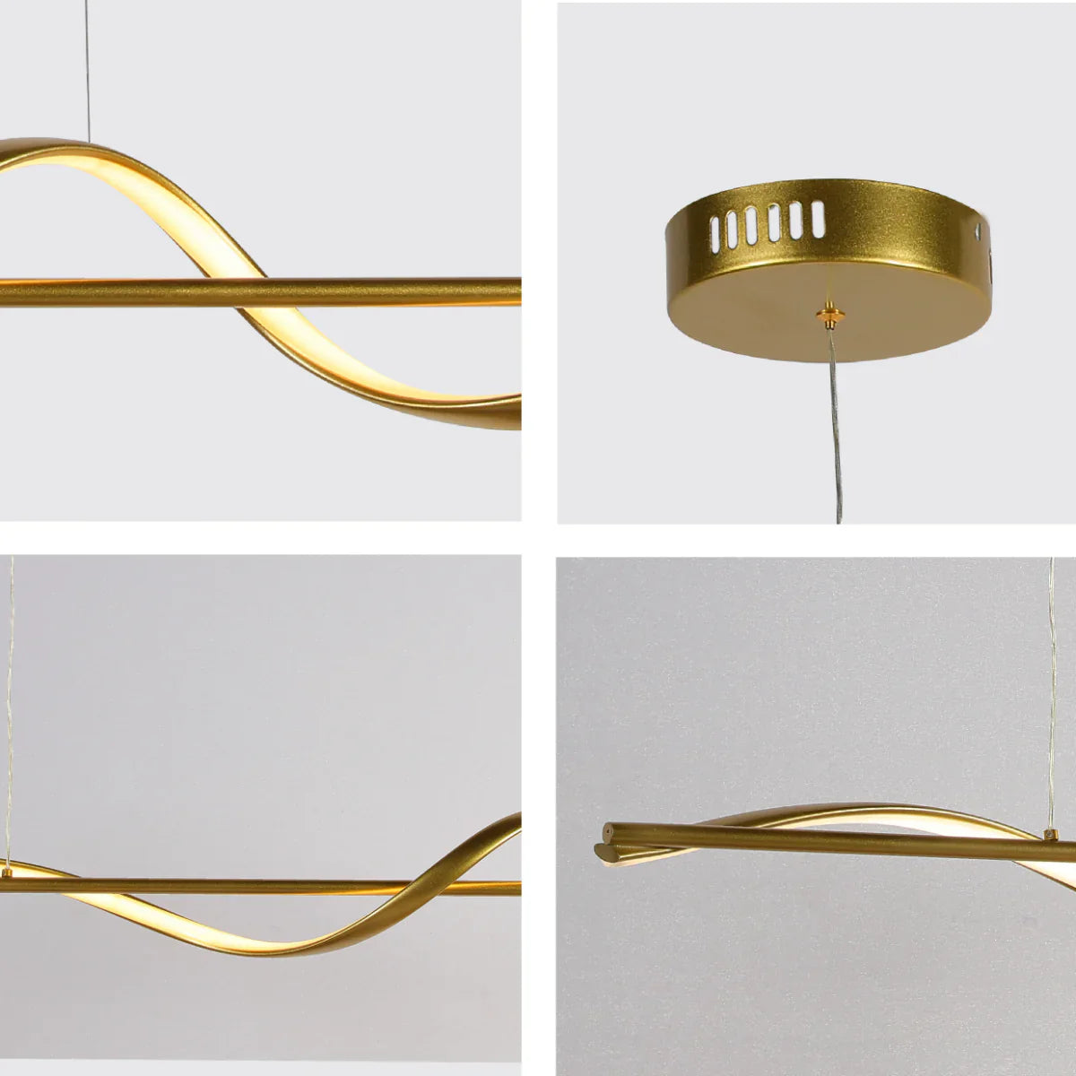 Close shots of Modern Sleek Infinity Wave LED Pendant Light 159-18119