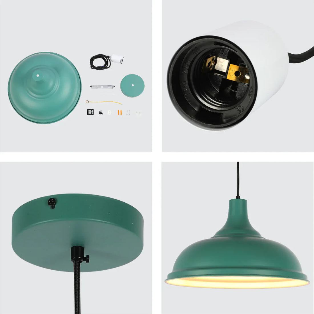 Close shots of Modern Step Pendant Light - 38cm Metal Shade in Varied Hues 150-19062