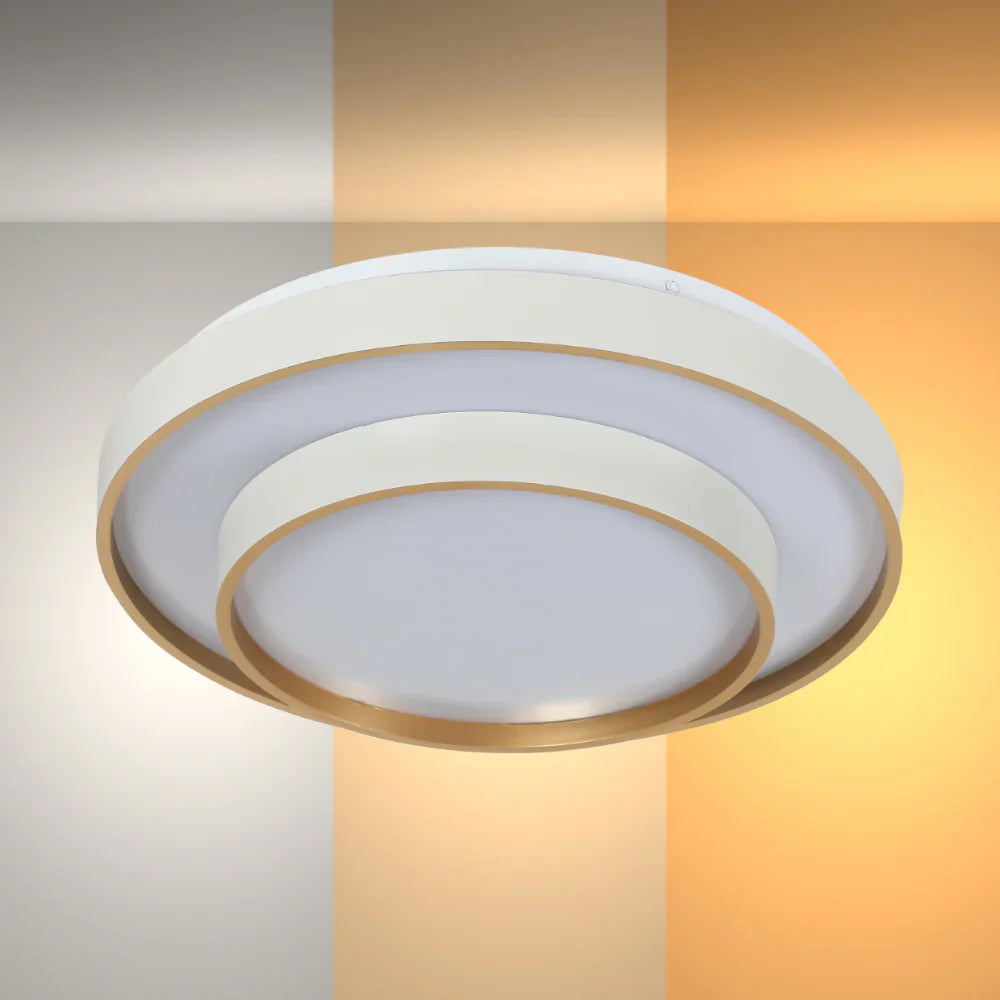Modern Two-Layer LED Flush Mount Ceiling Light with Remote Control, LED Flush Ceiling Light, TEKLED 1