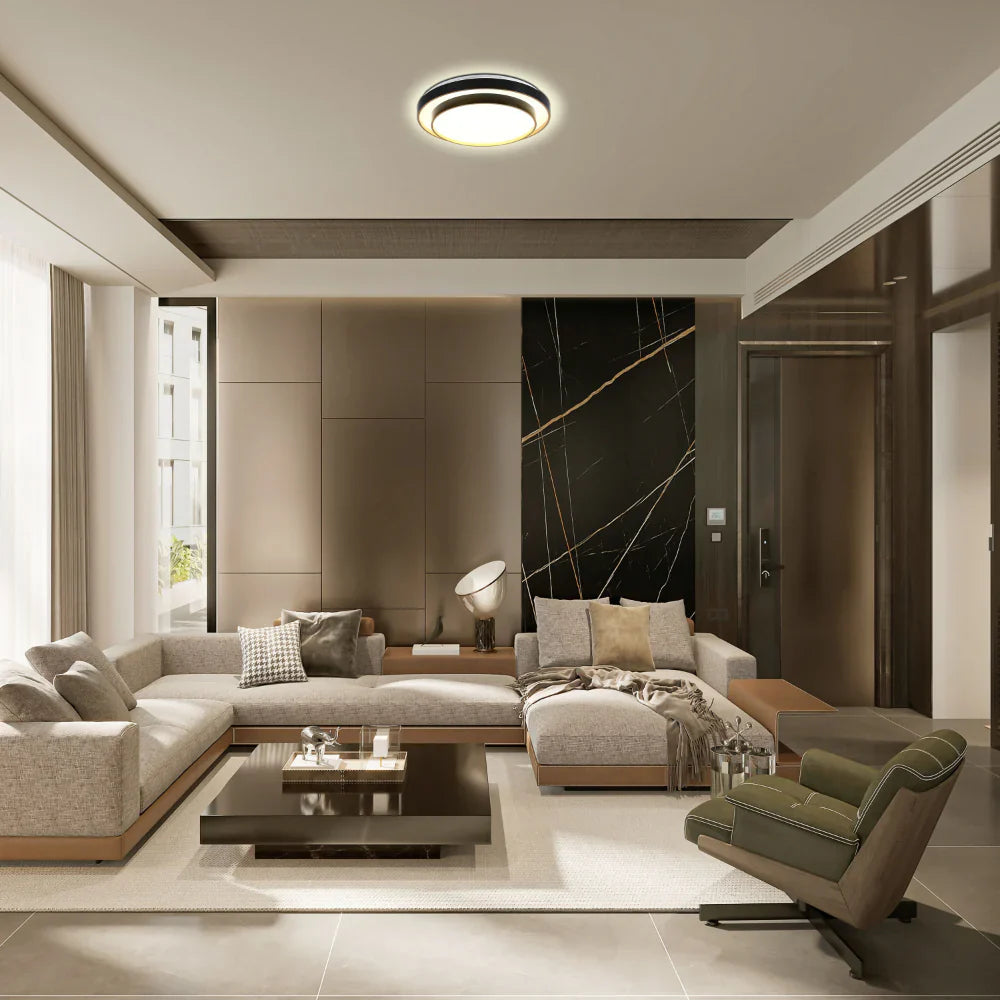 Modern Two-Layer LED Flush Mount Ceiling Light with Remote Control, LED Flush Ceiling Light, TEKLED 6