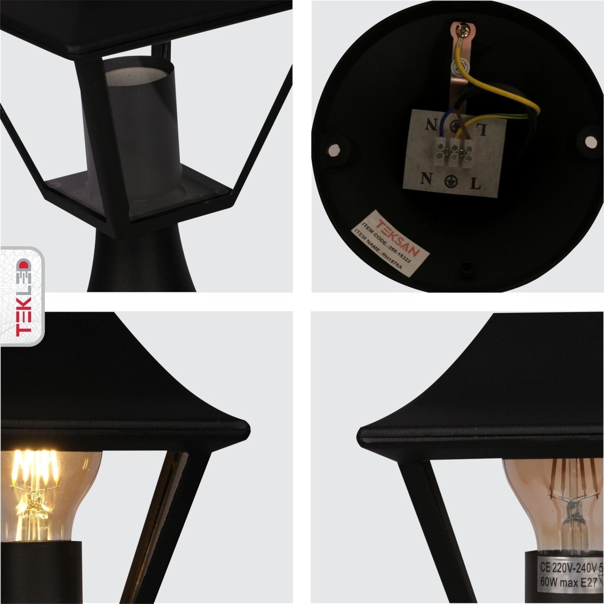 Detailed images of Stand Lamp Matt Black Clear Glass E27