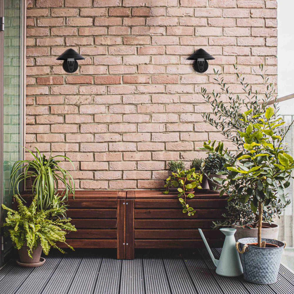 Mushroom Black Cone Modern LED Outdoor Lantern Wall Light 2