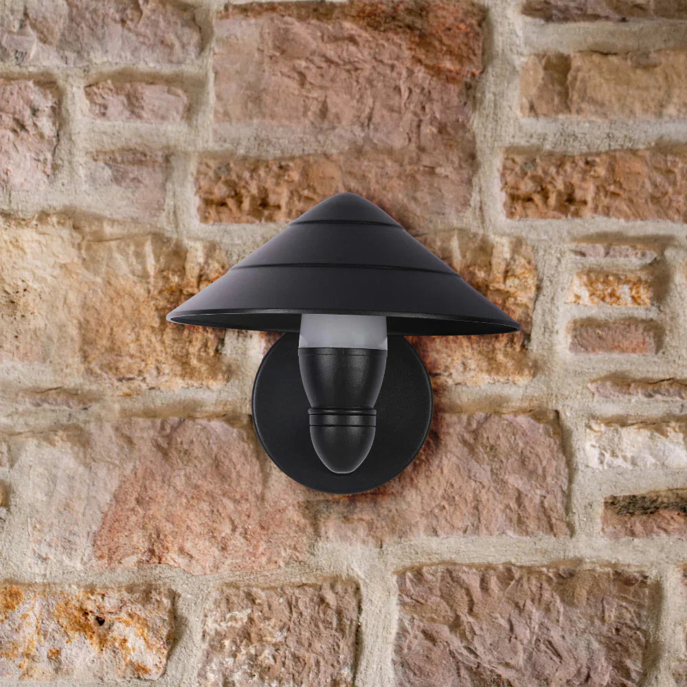 Mushroom Black Cone Modern LED Outdoor Lantern Wall Light 3