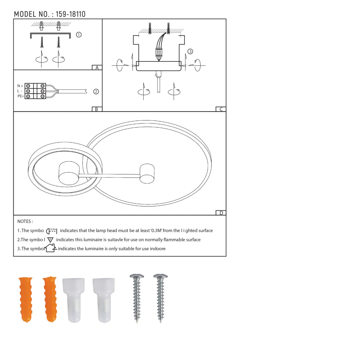 Technical specs of Nested Halo LED Flush Ceiling Light 159-18110