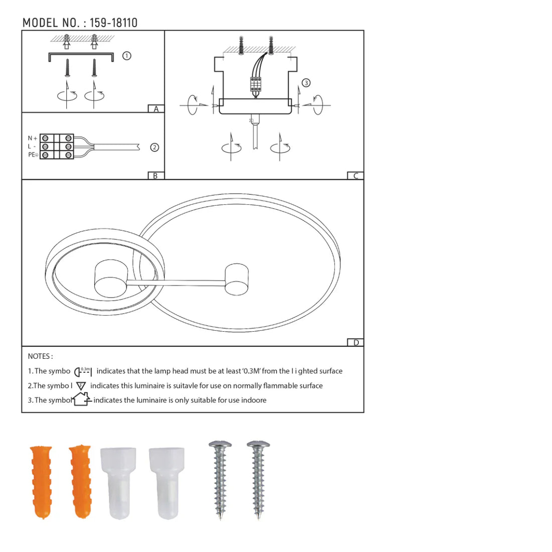 Technical specs of Nested Halo LED Flush Ceiling Light 159-18110