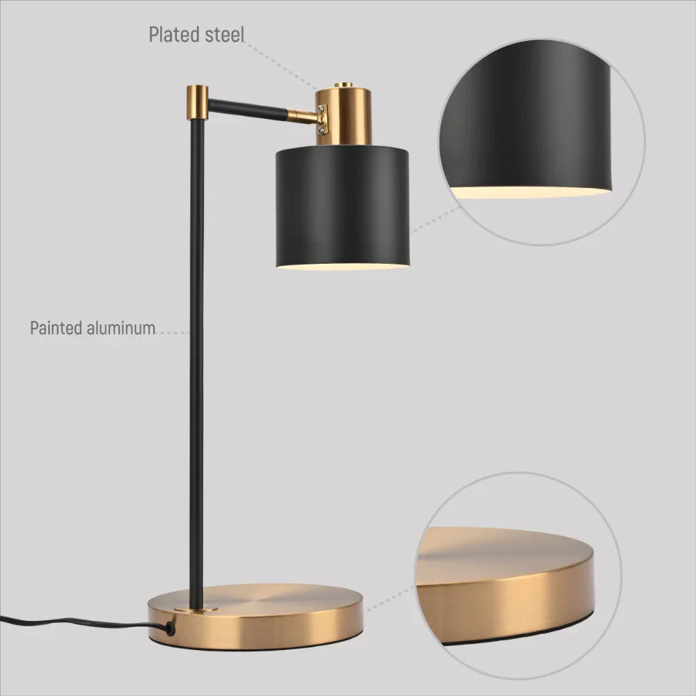Details of Nordic Pole Reading Desk Lamp Black Gold | TEKLED 130-03634