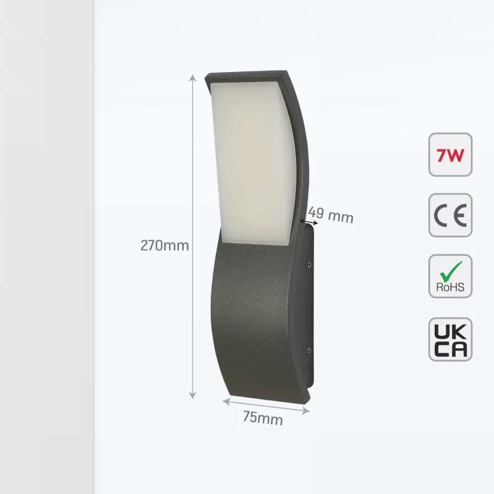 Ola Wavy Rectangle LED Outdoor Wall Light 7W 4000K 5