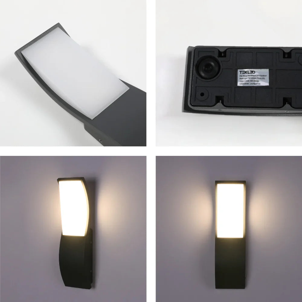 Ola Wavy Rectangle LED Outdoor Wall Light 7W 4000K 7