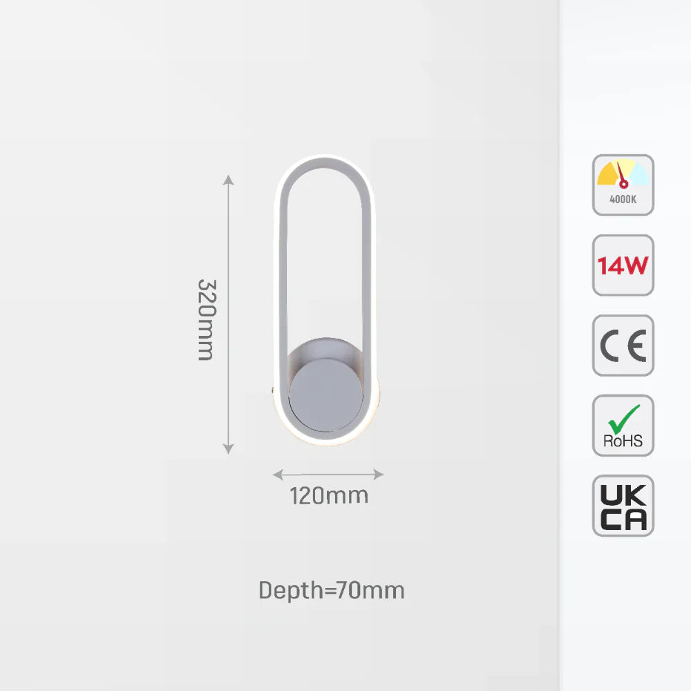 Orbit Ellipse Ambient LED Cool White Wall Sconce Black 6