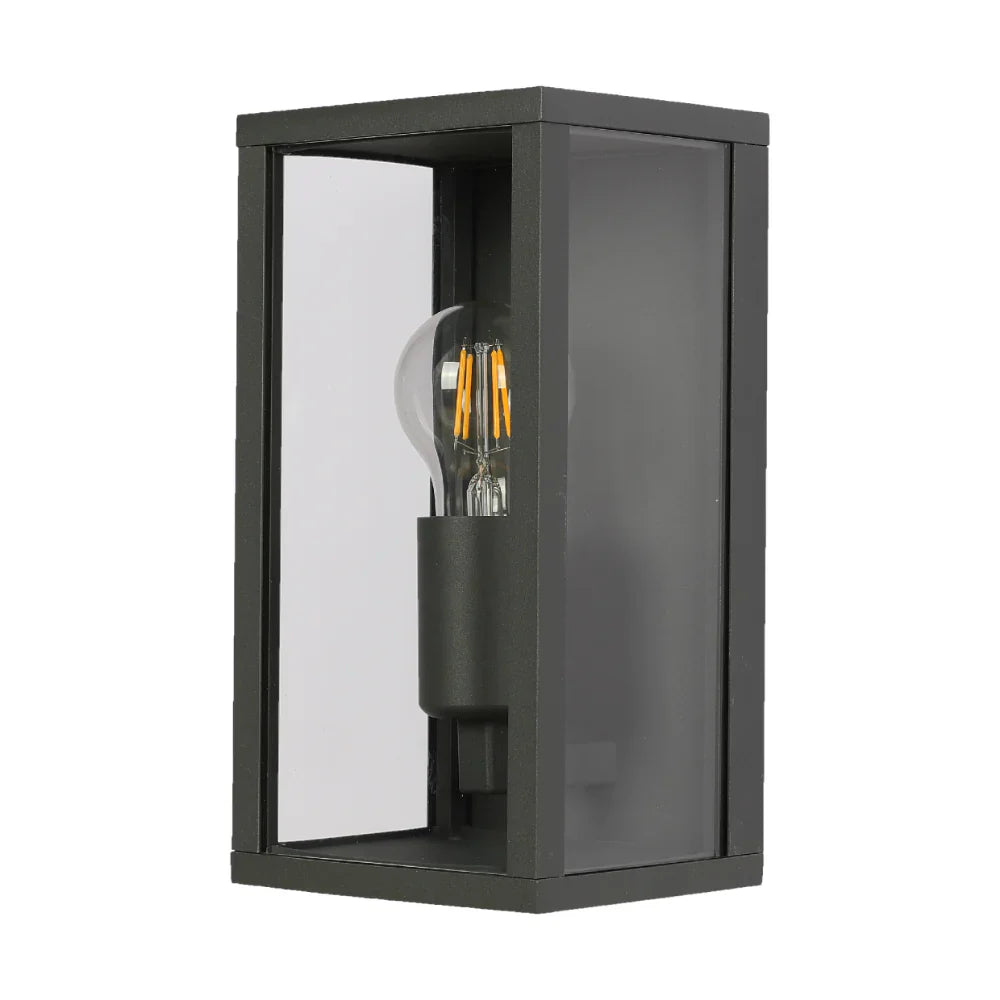 Oxford Box Outdoor Lantern Wall Light  E27 Dark Grey 1