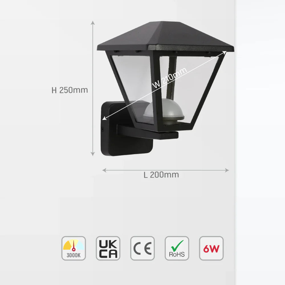 Paravento LED Outdoor Lantern Wall Light 6W Black 3000K 9