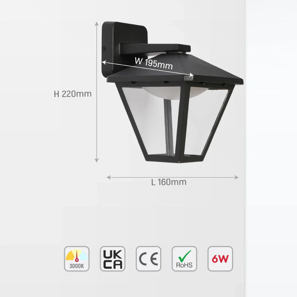 Paravento LED Outdoor Lantern Wall Light 6W Black 3000K 10