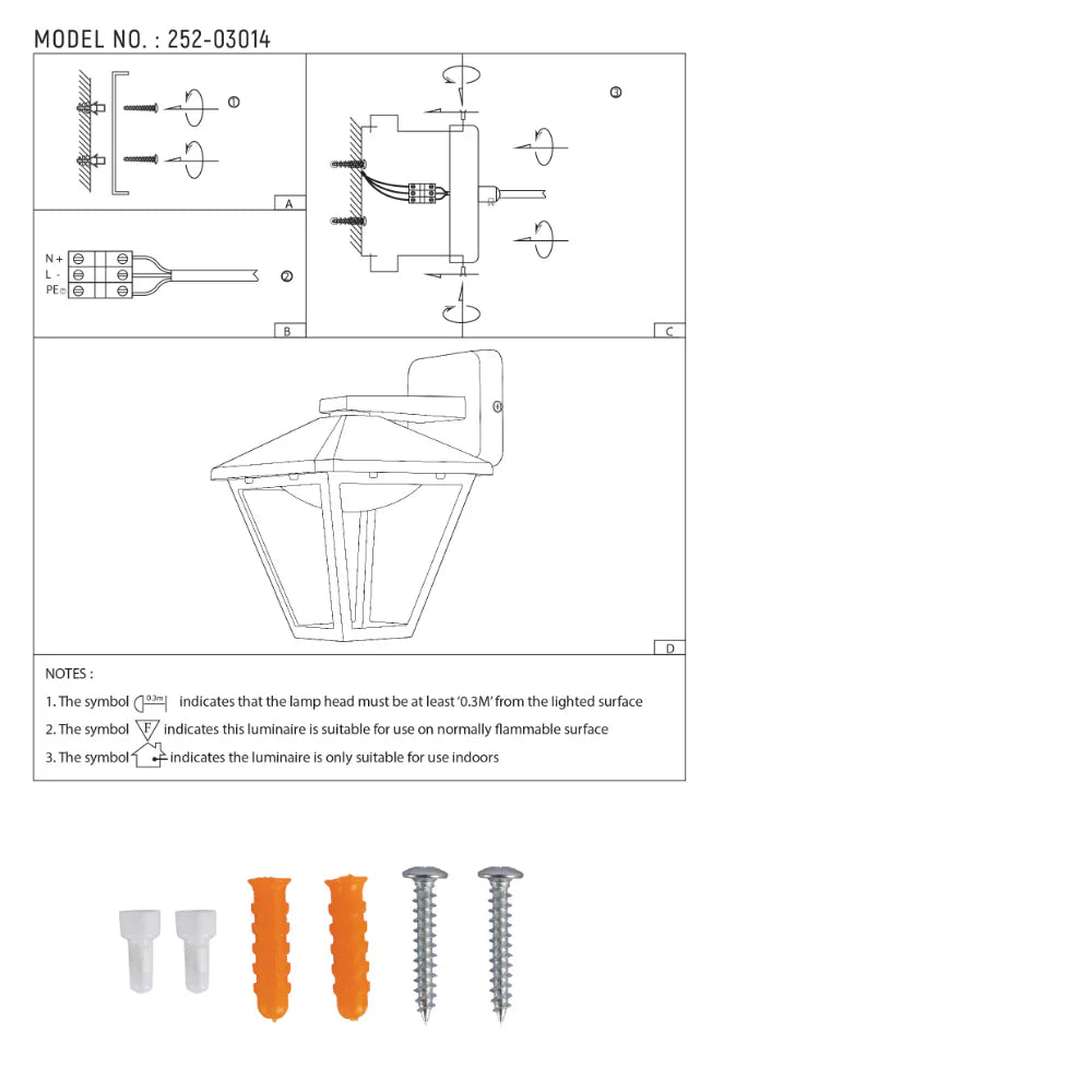 Paravento LED Outdoor Lantern Wall Light 6W Black 3000K 16