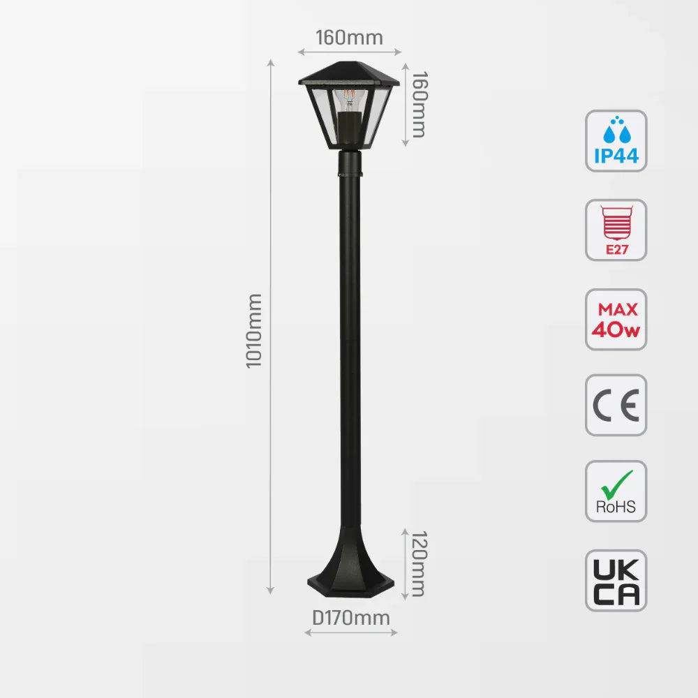 Paravento Outdoor Pathway Bollard Lawn Light E27 Black 5